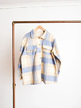 Chaqueta celeste tartán lana