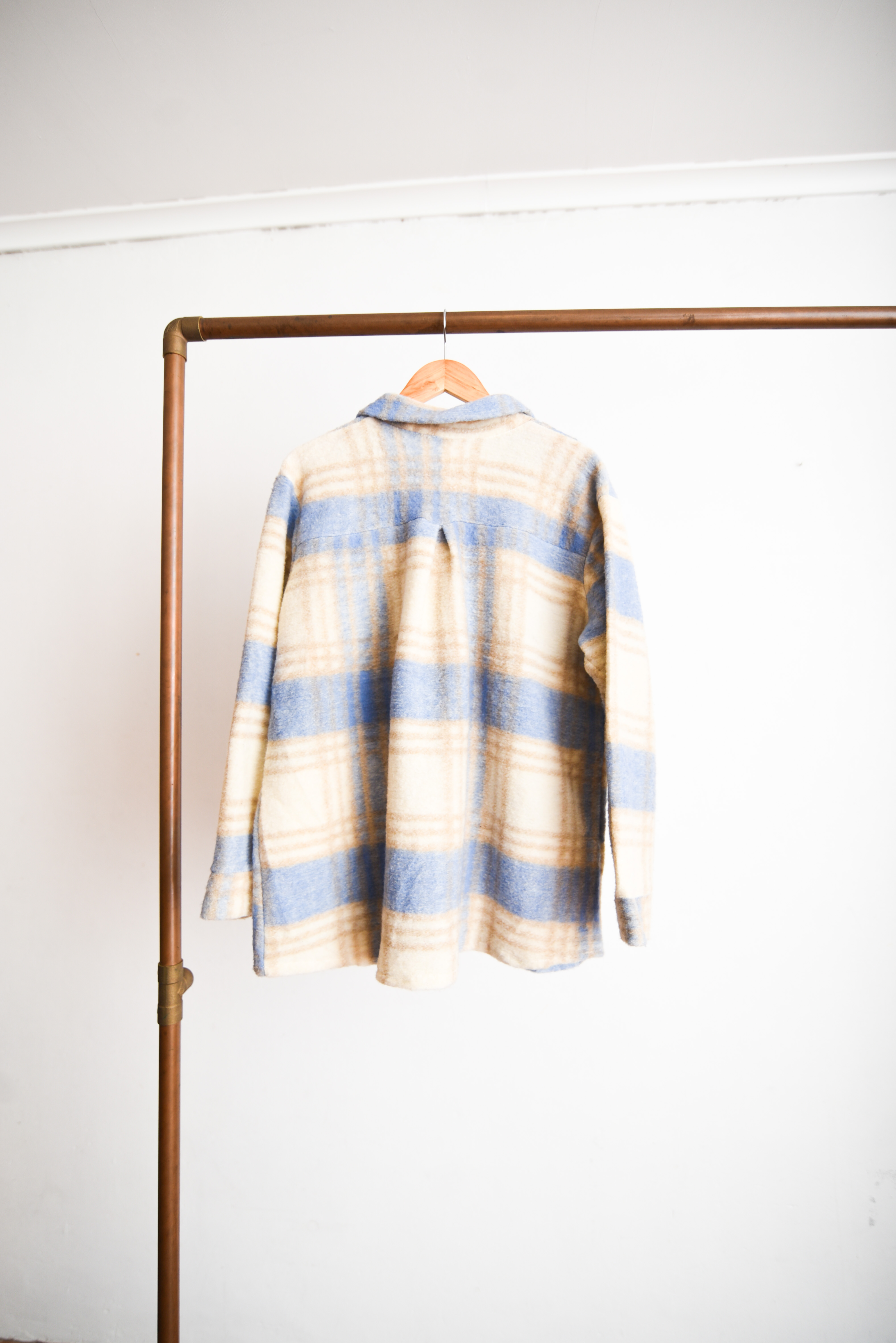Chaqueta celeste tartán lana