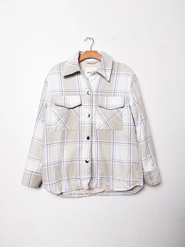 Chaqueta marfil tartán Monki