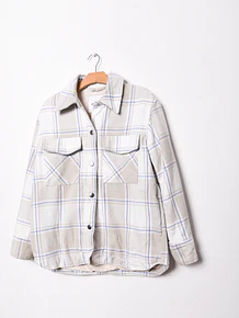 Chaqueta marfil tartán Monki