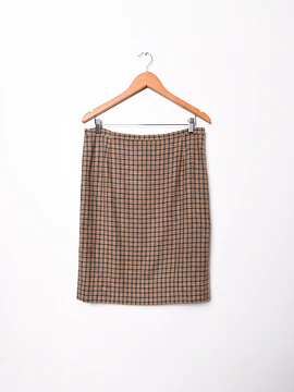 Falda café vintage grilla lana