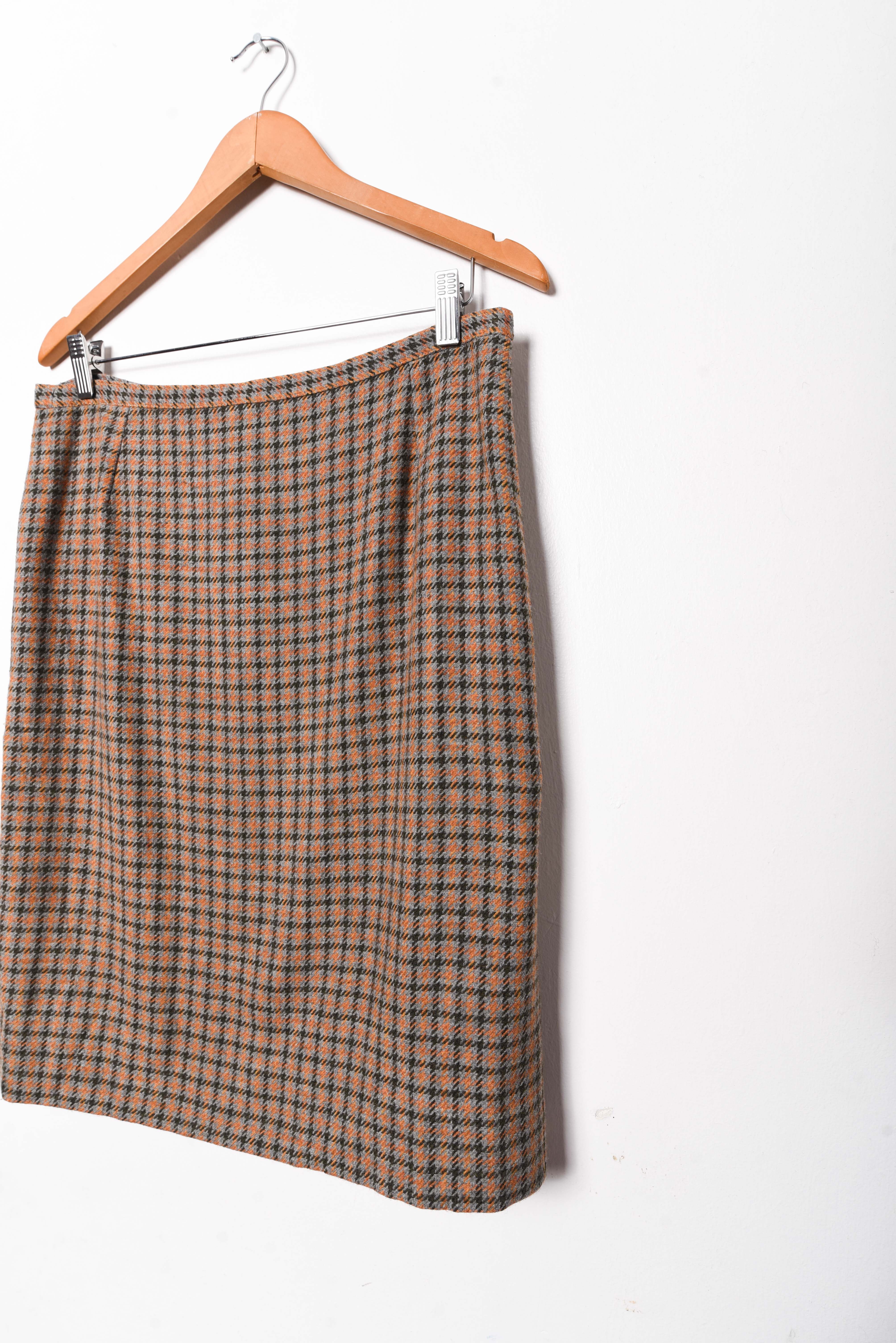 Falda café vintage grilla lana