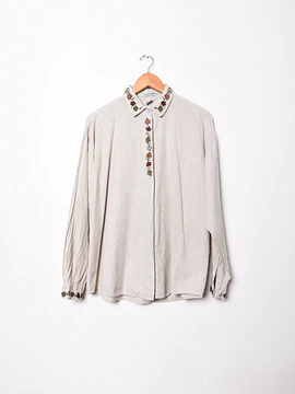 Camisa beige otoño bordado vintage