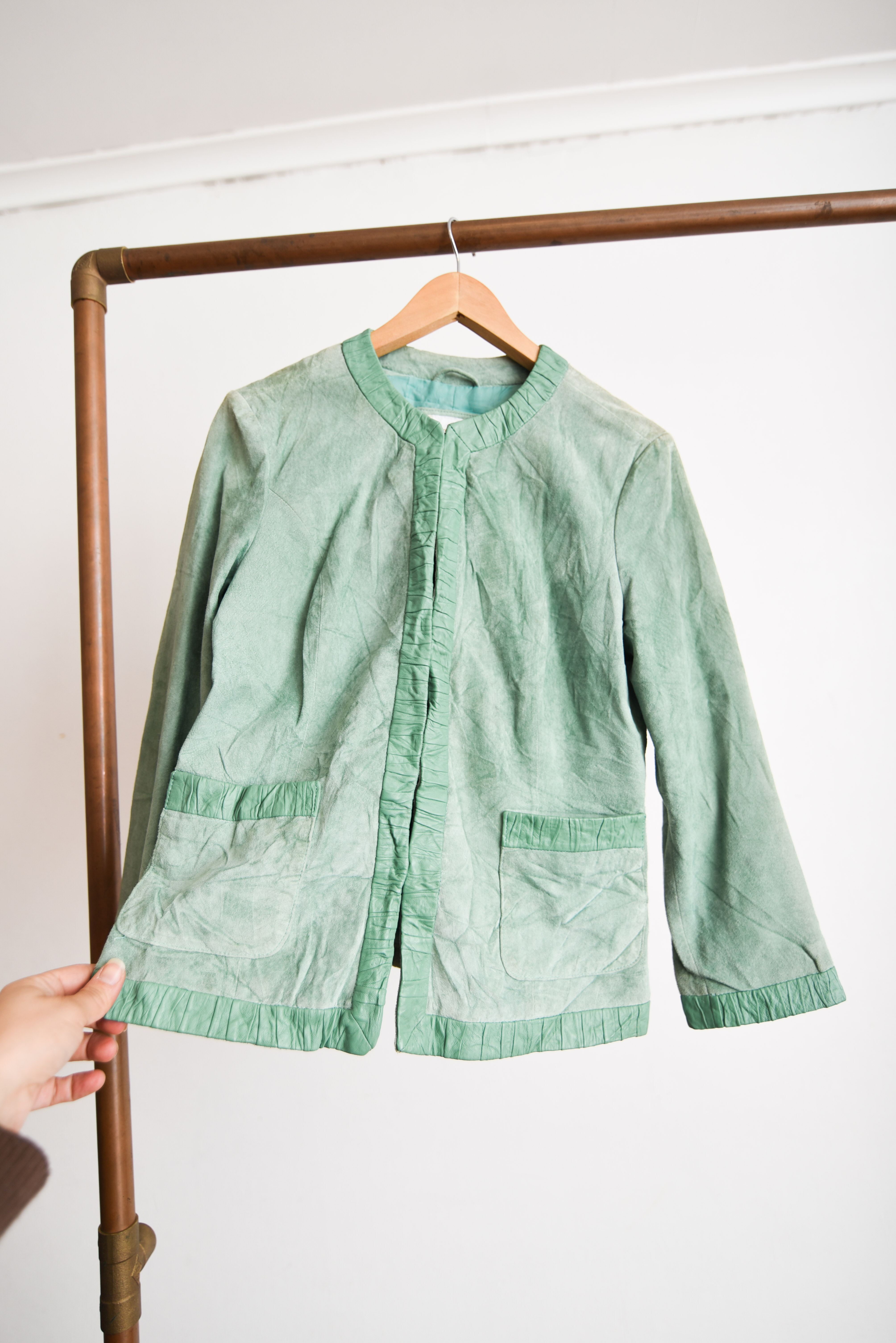 Chaqueta gamuza verde agua