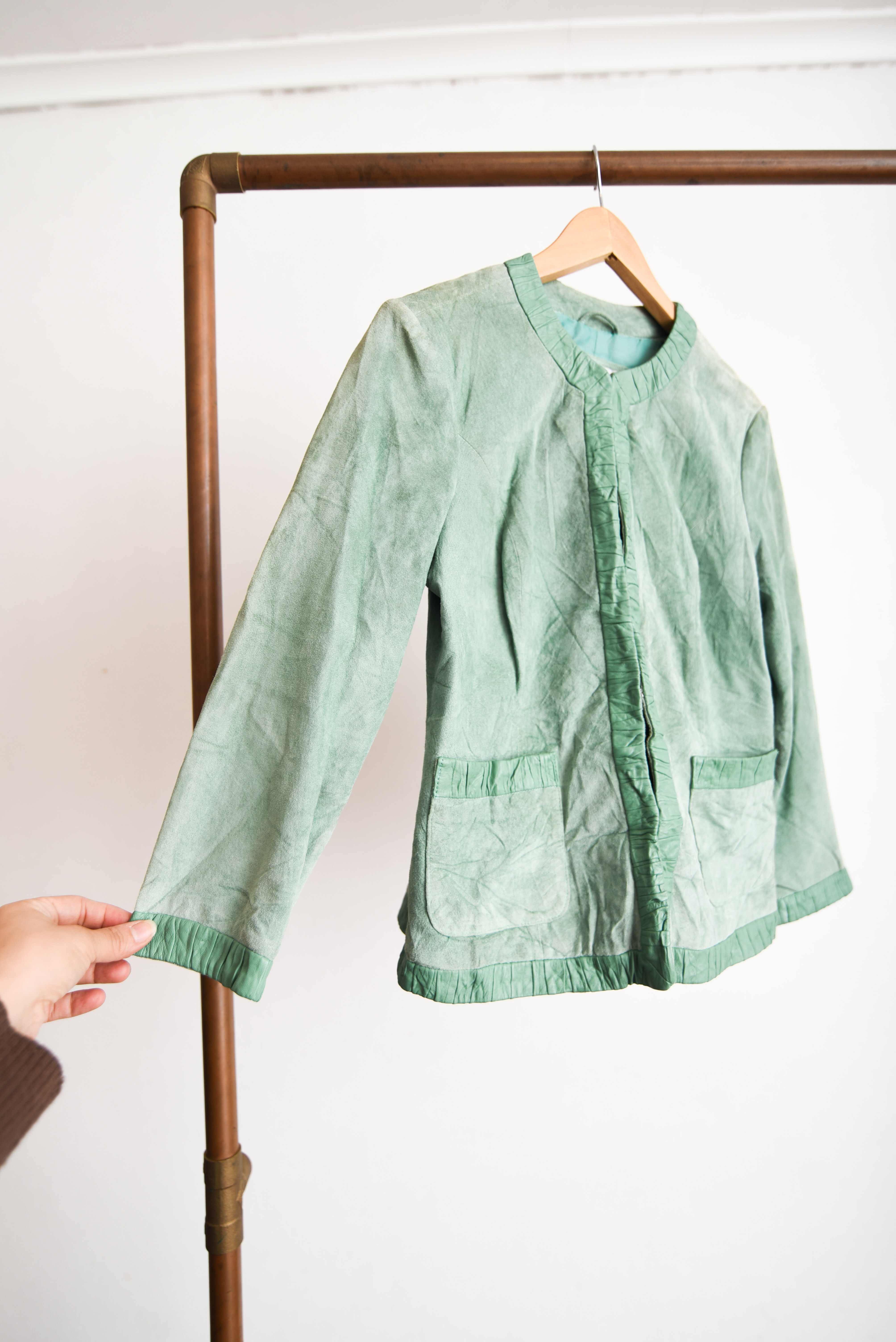 Chaqueta gamuza verde agua