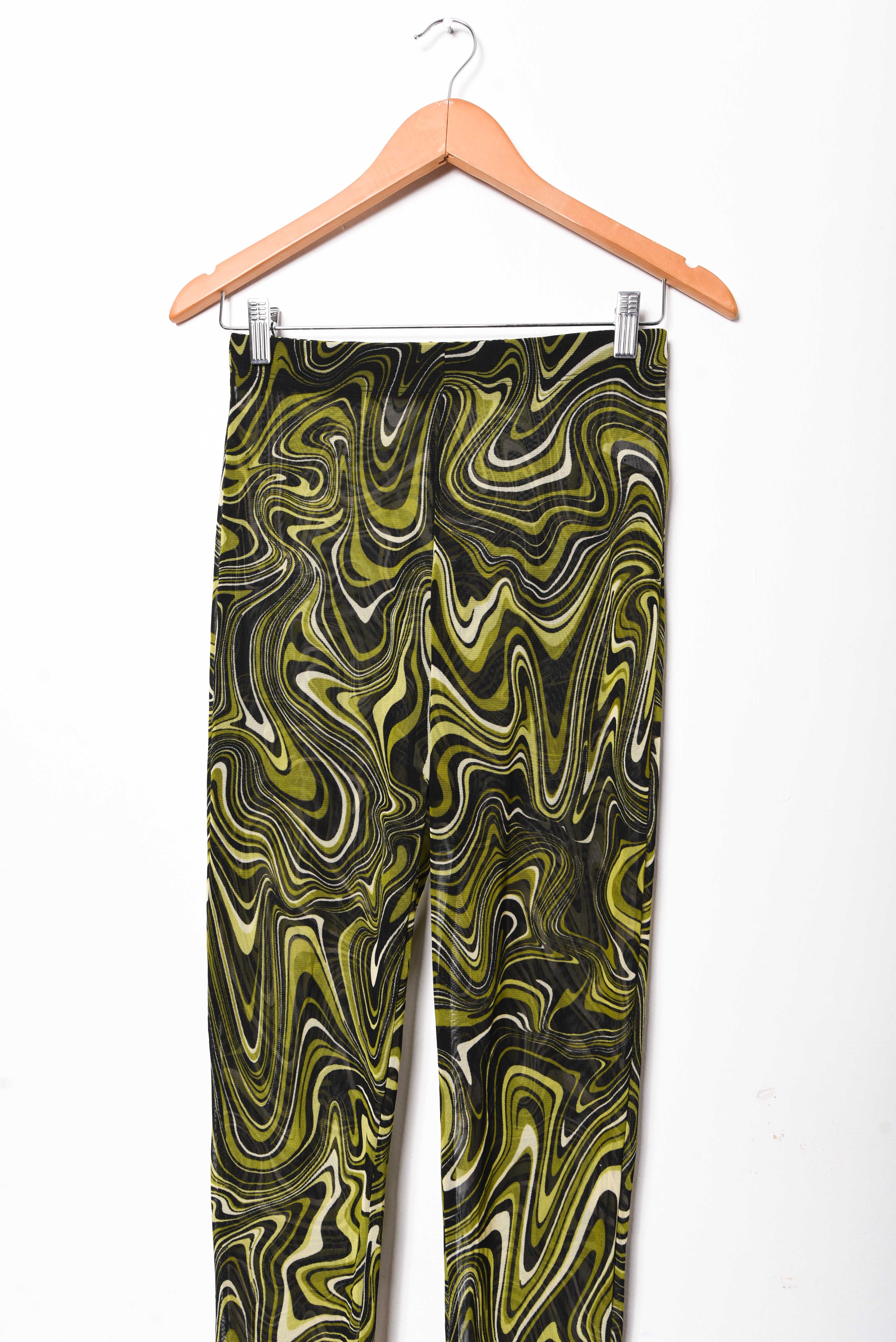 Calza pantalón verde wavy mesh