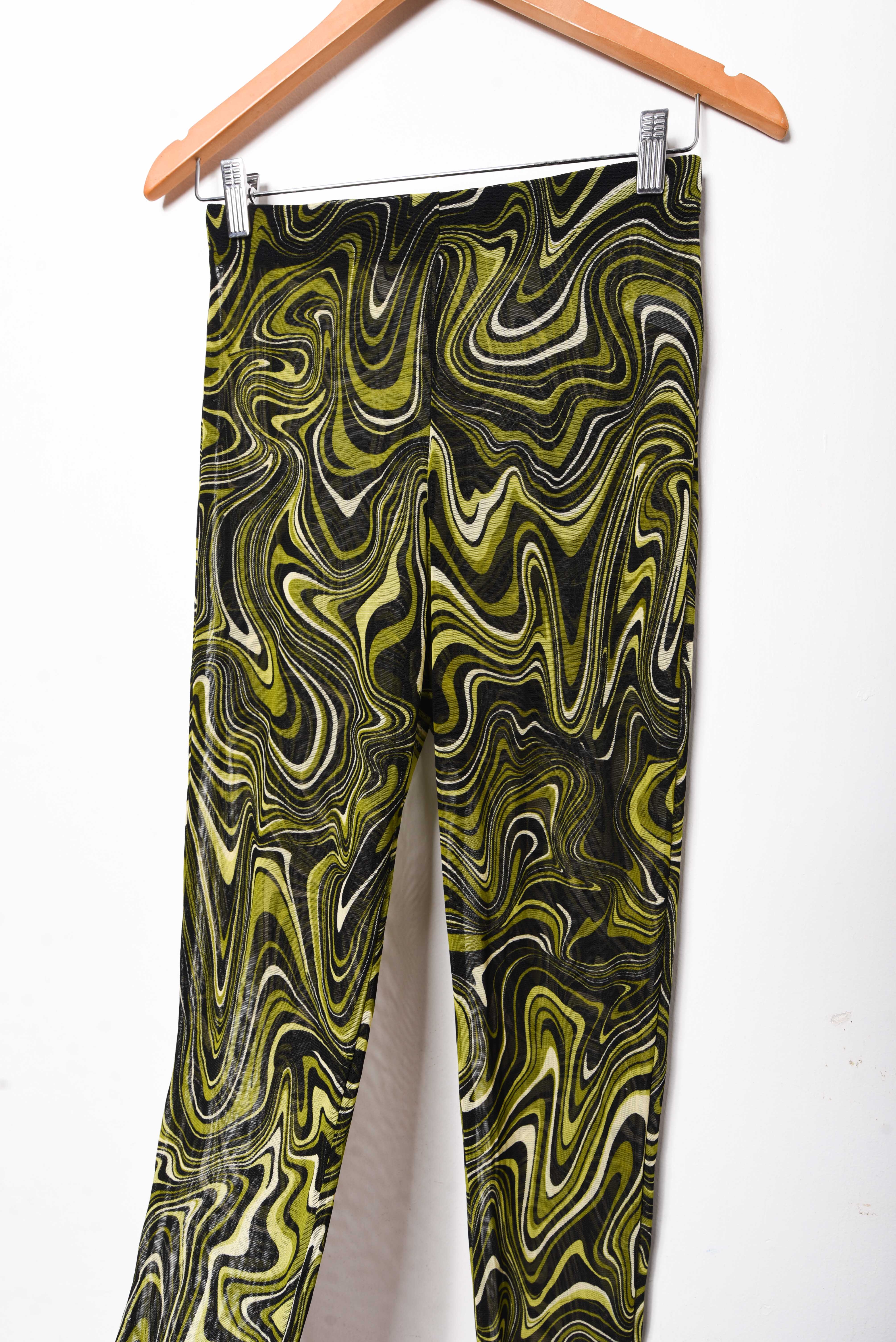 Calza pantalón verde wavy mesh