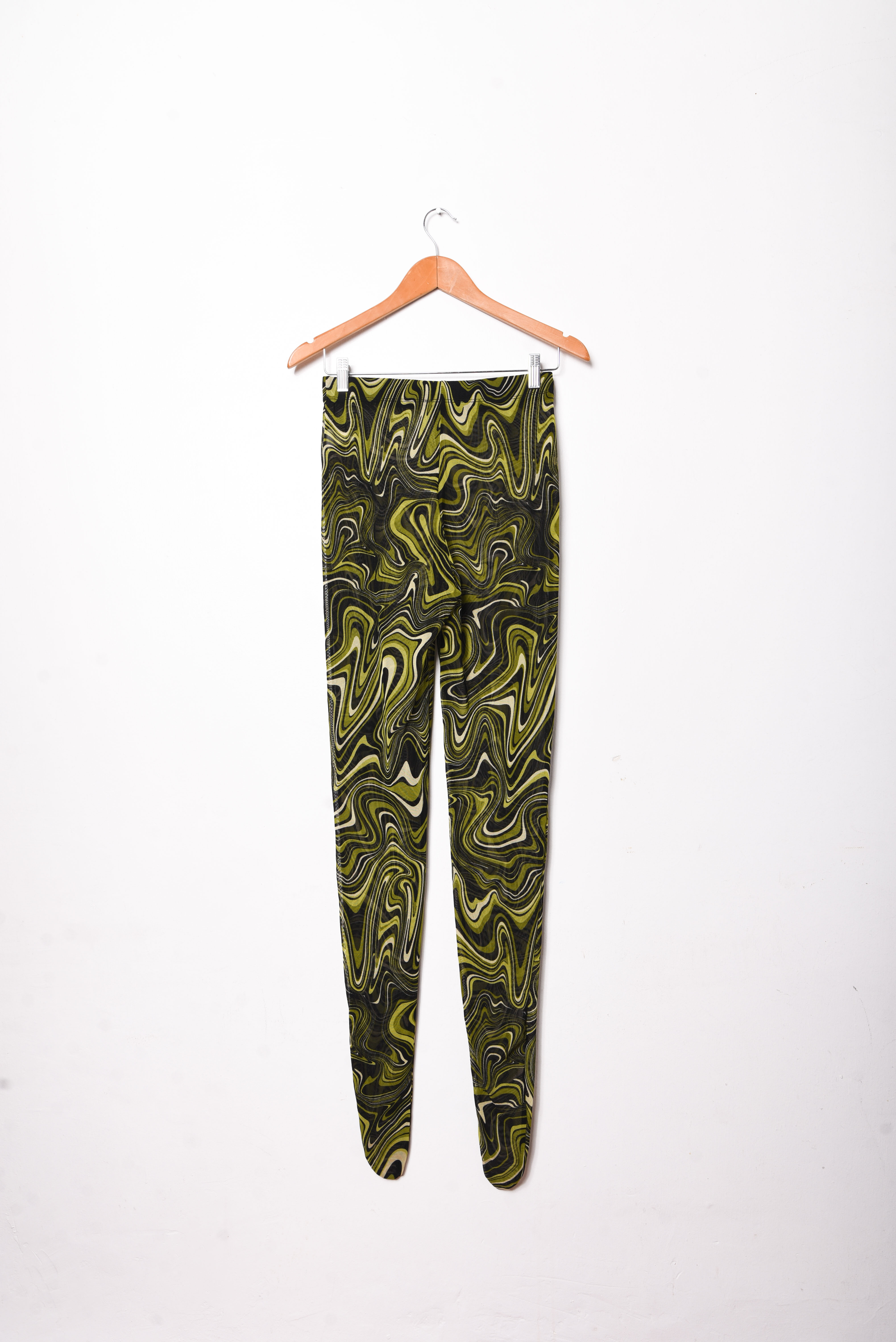 Calza pantalón verde wavy mesh