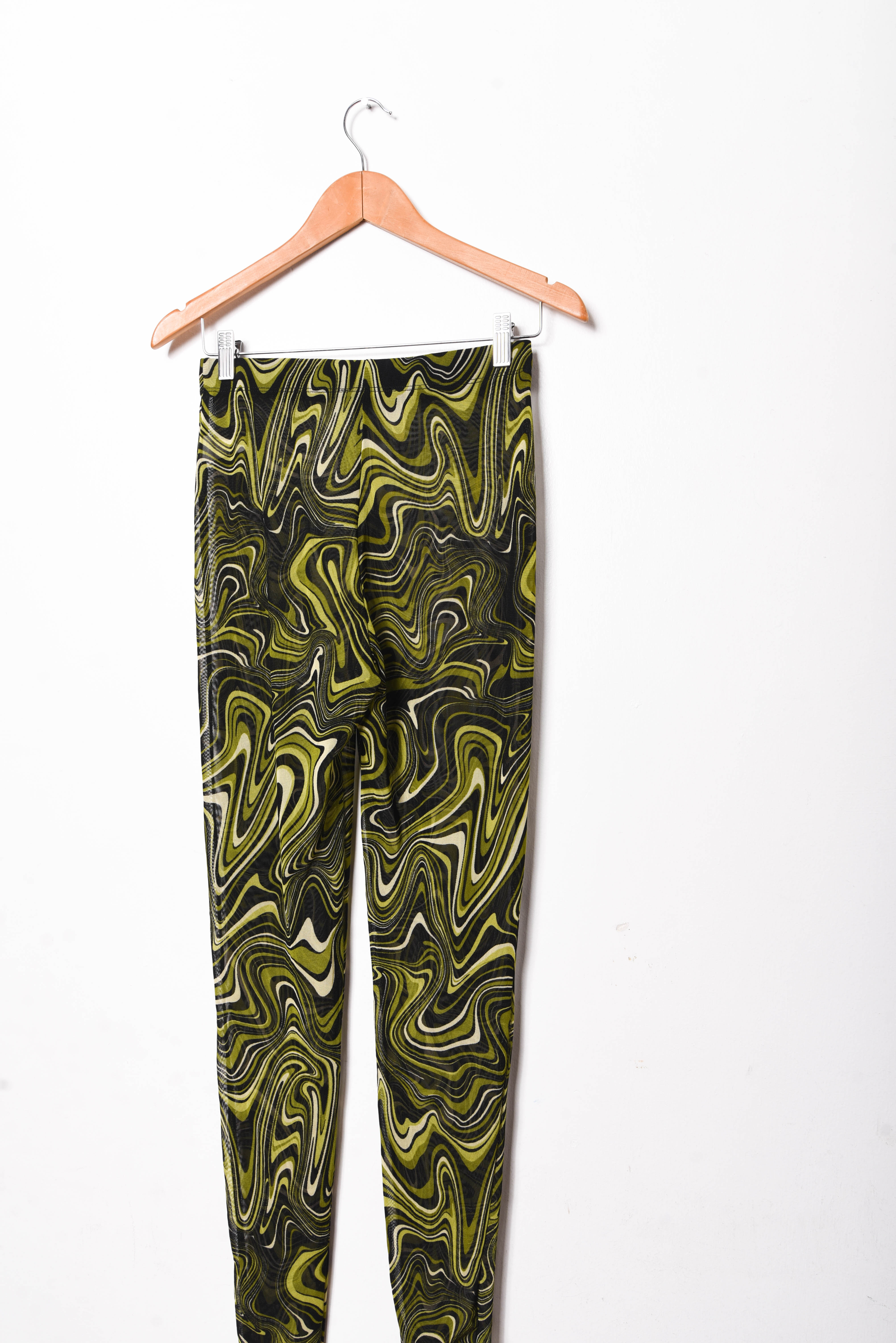 Calza pantalón verde wavy mesh