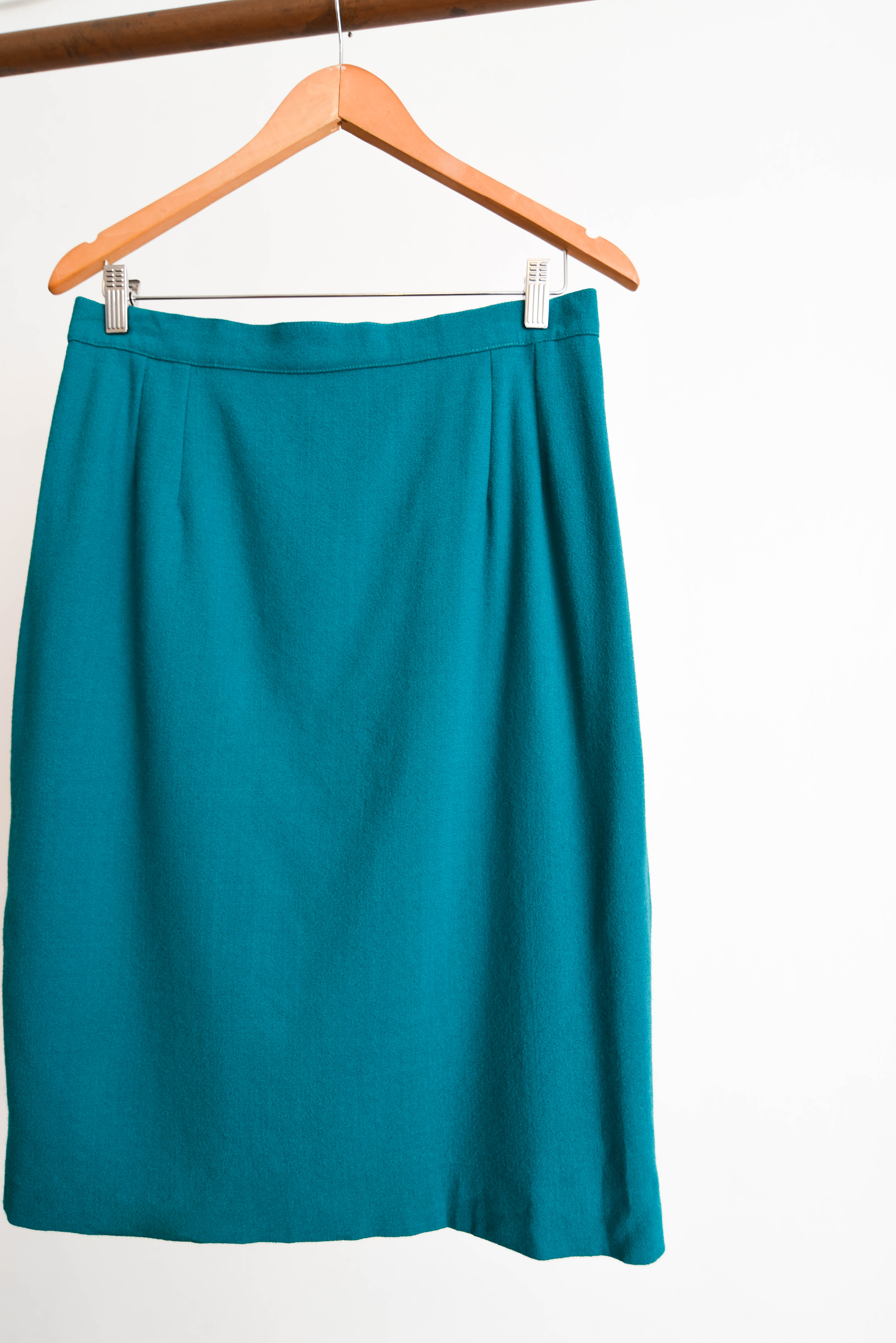 Falda verde jade lana vntg