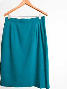 Falda verde jade lana vntg
