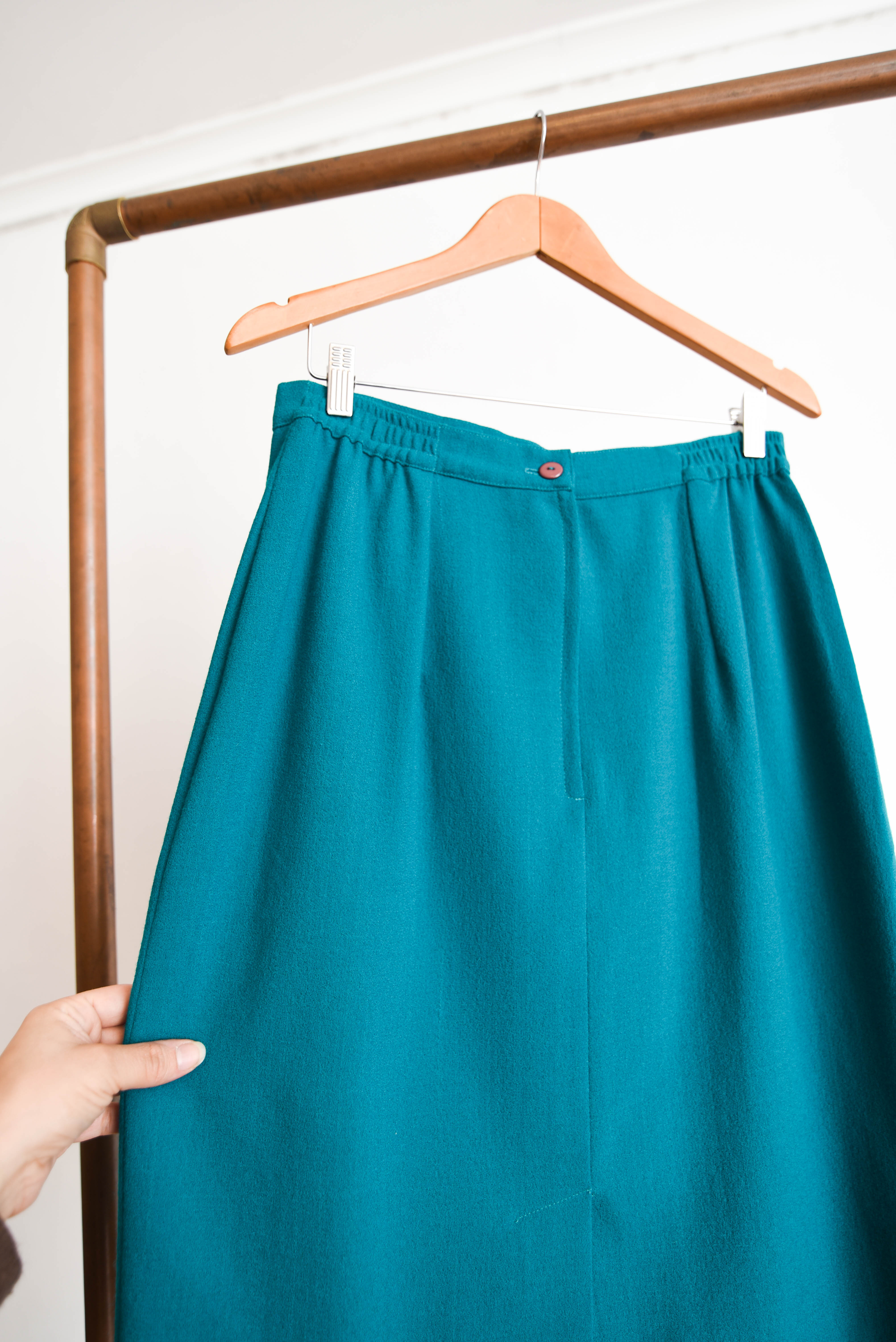 Falda verde jade lana vntg