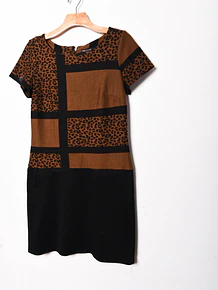 Vestido café animal print 90s