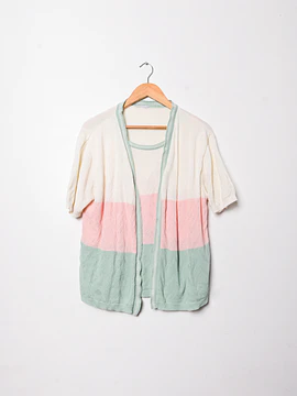 Top cardigan tejido pastel franjas