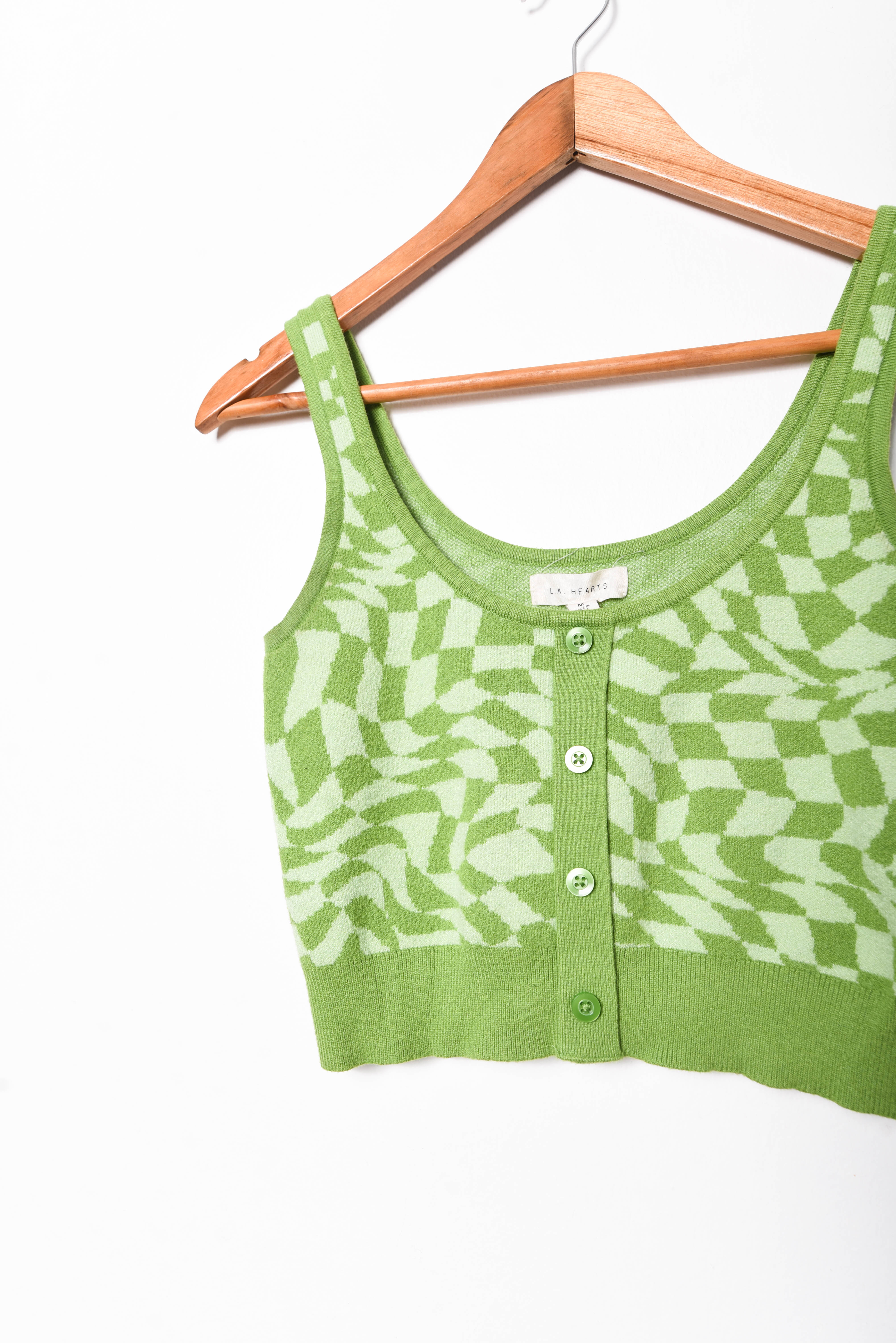 Croptop tejido verde geometric