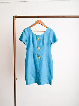Vestido vintage lino golden