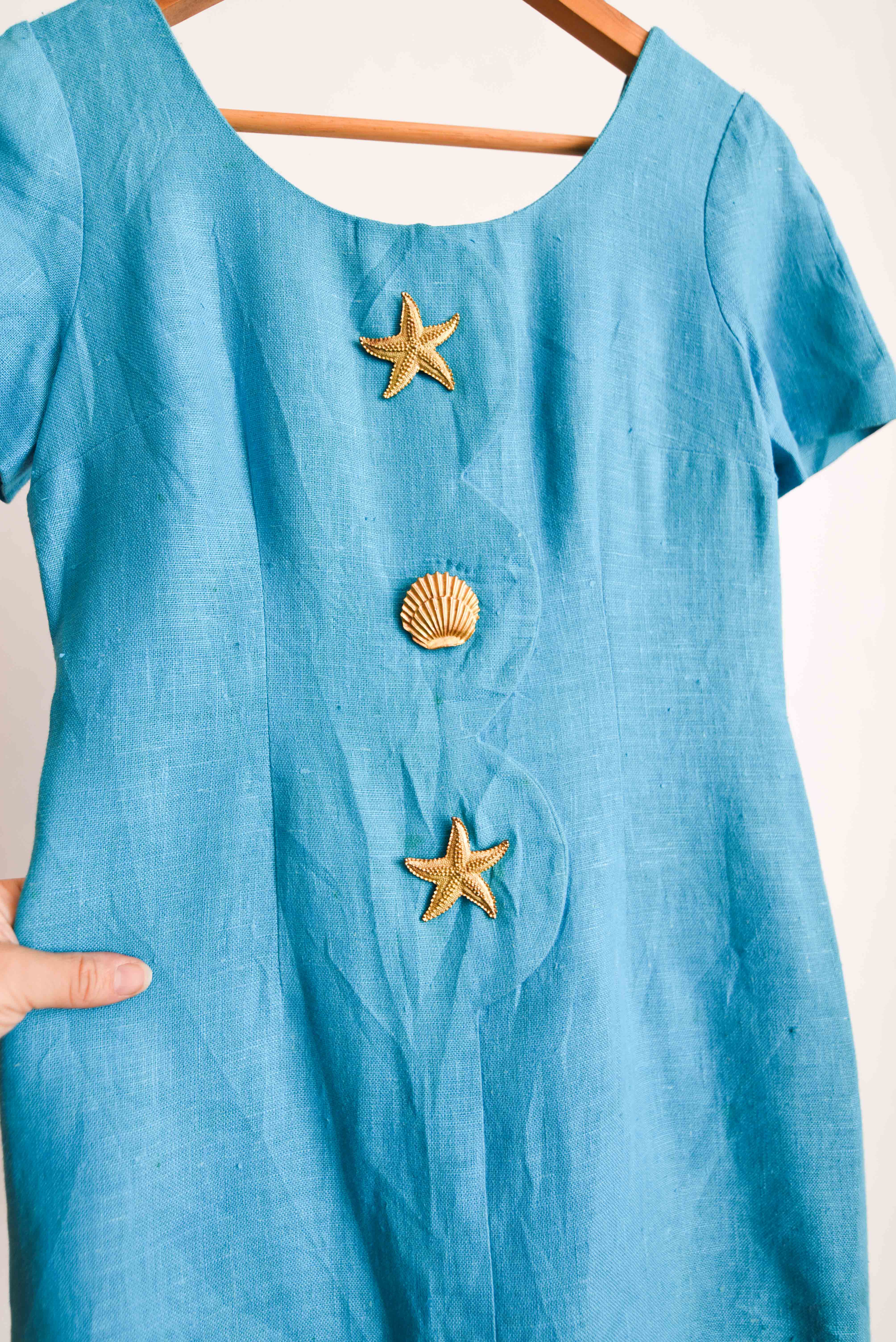 Vestido vintage lino golden