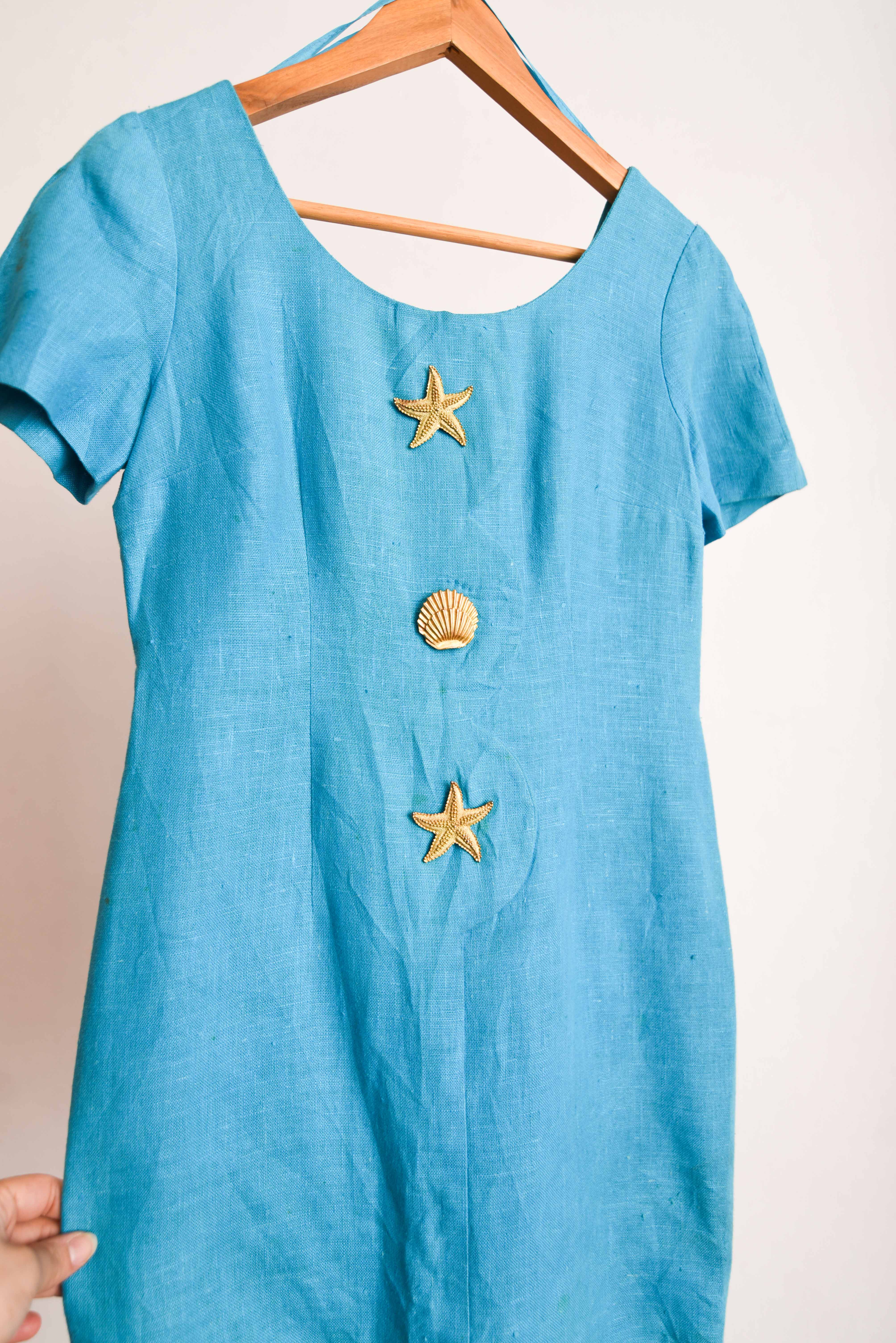 Vestido vintage lino golden