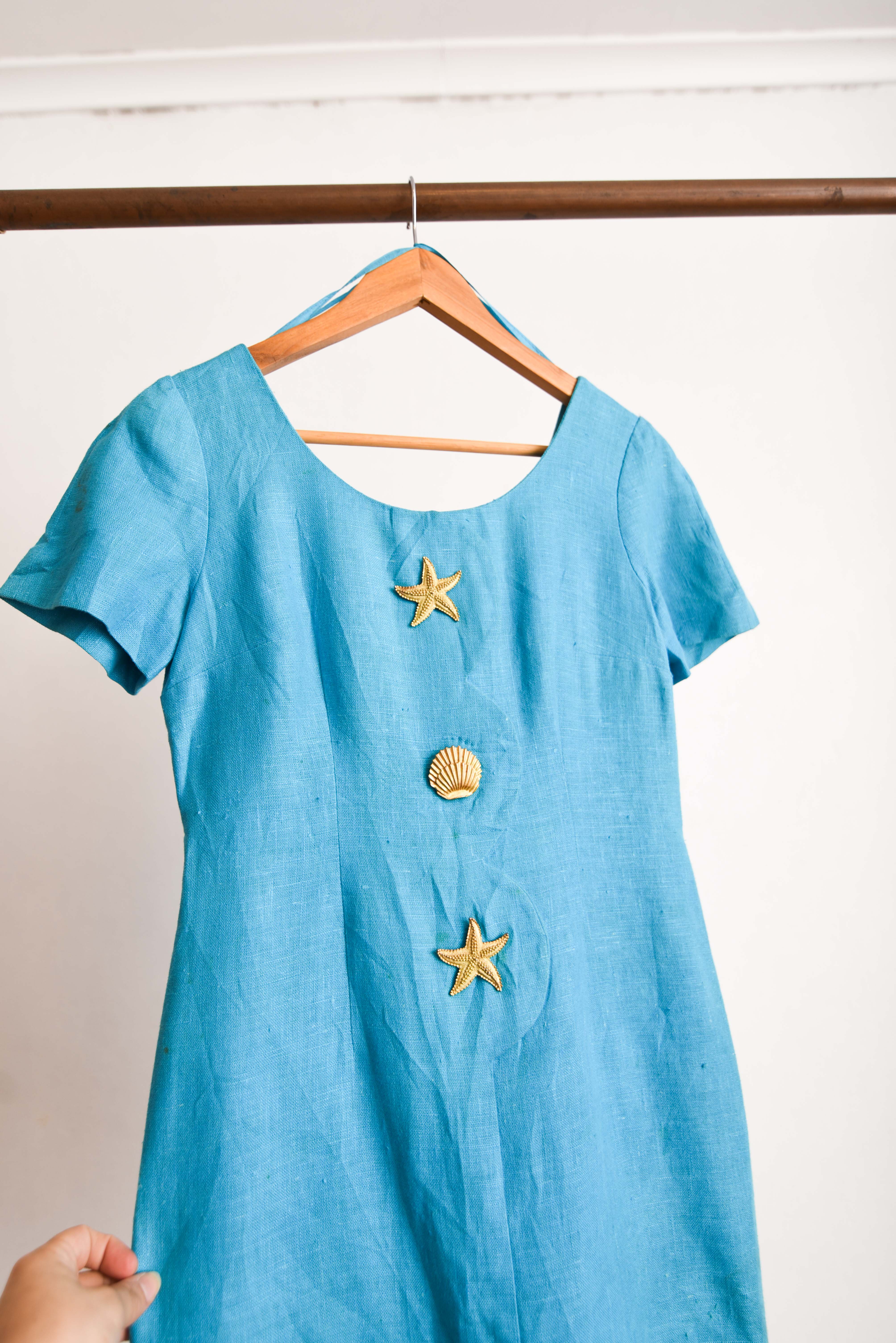 Vestido vintage lino golden