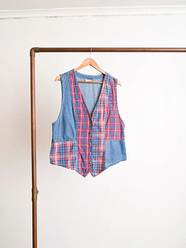 Gilet mezclilla cuadros 90s
