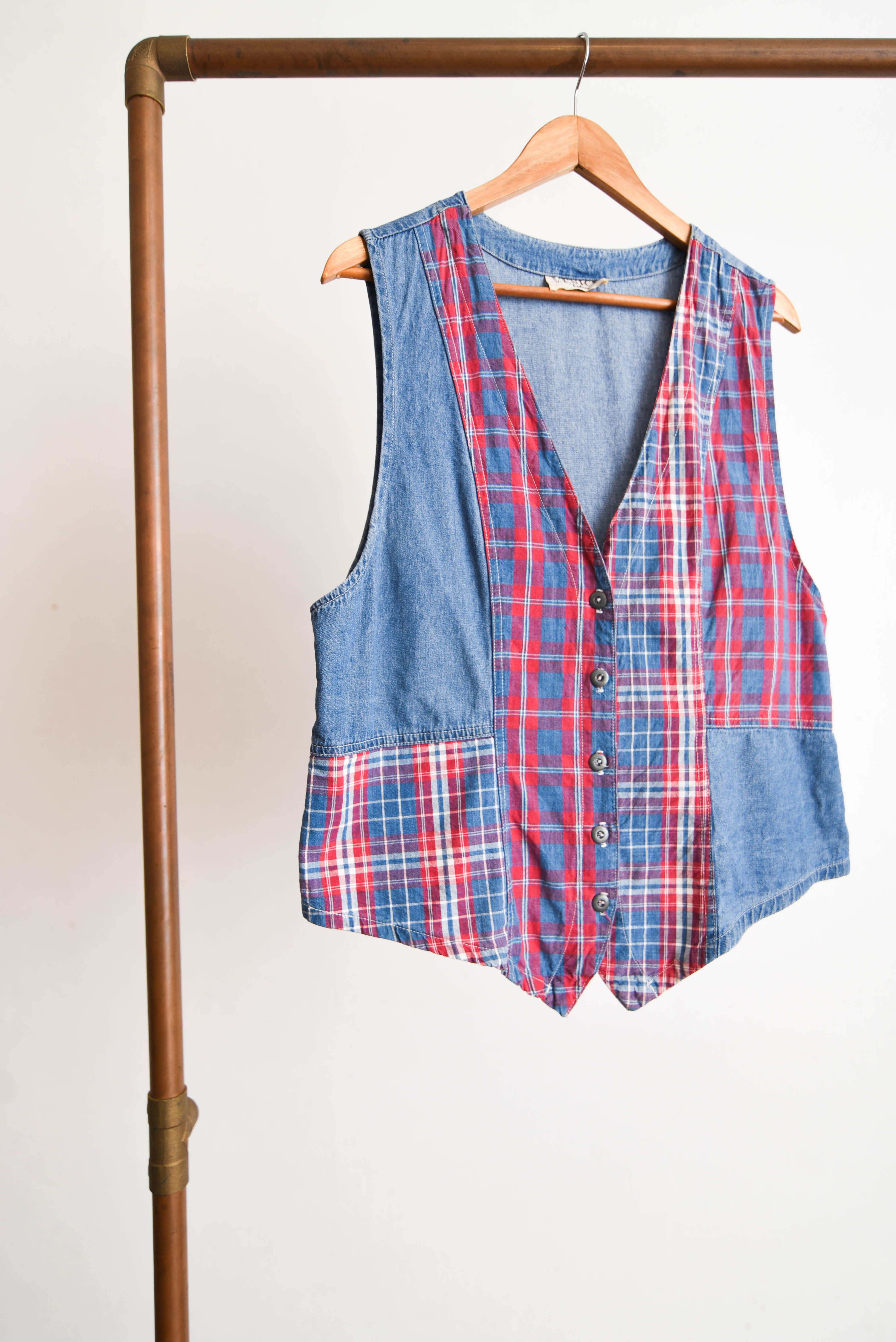 Gilet mezclilla cuadros 90s