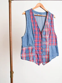 Gilet mezclilla cuadros 90s