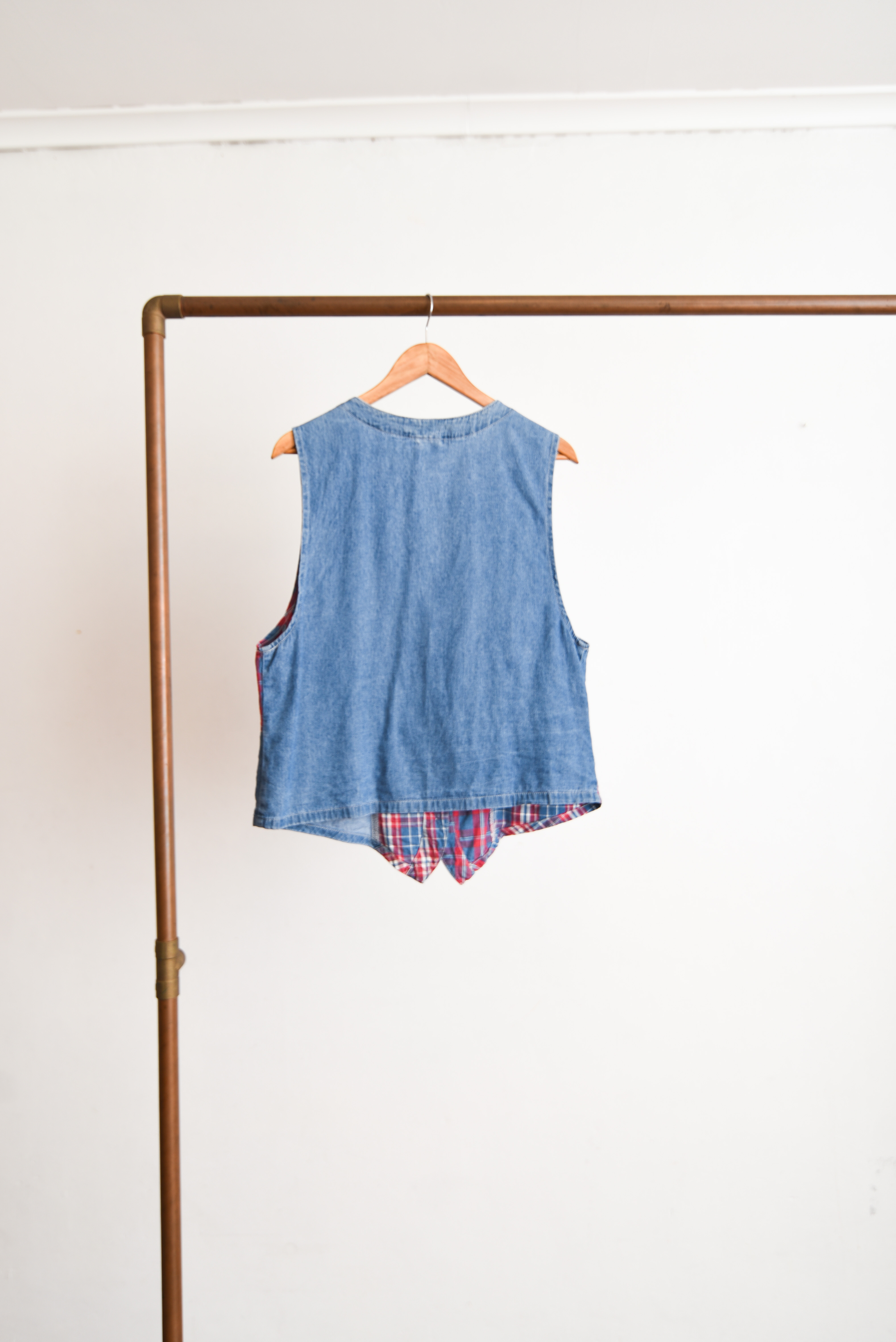 Gilet mezclilla cuadros 90s