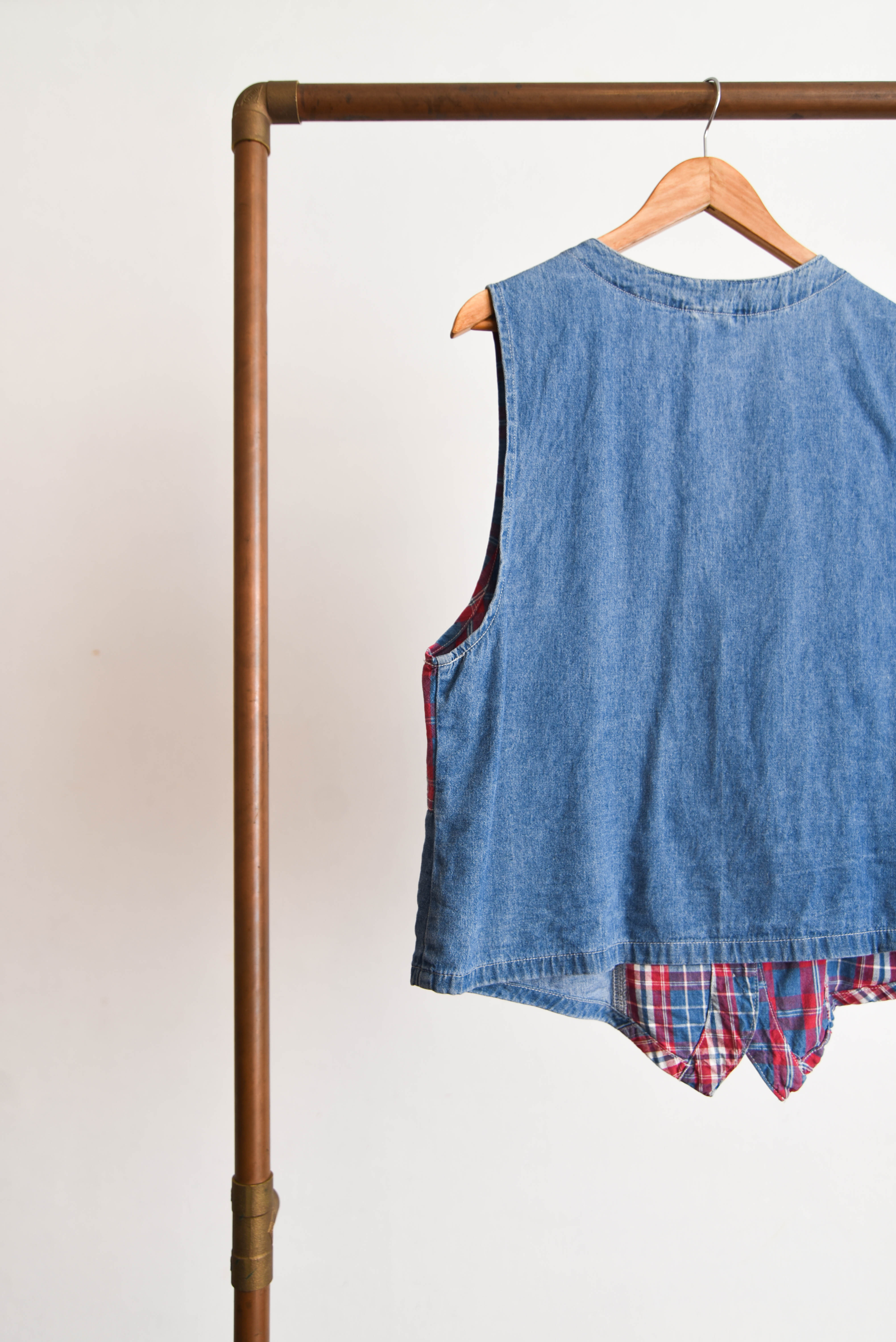 Gilet mezclilla cuadros 90s