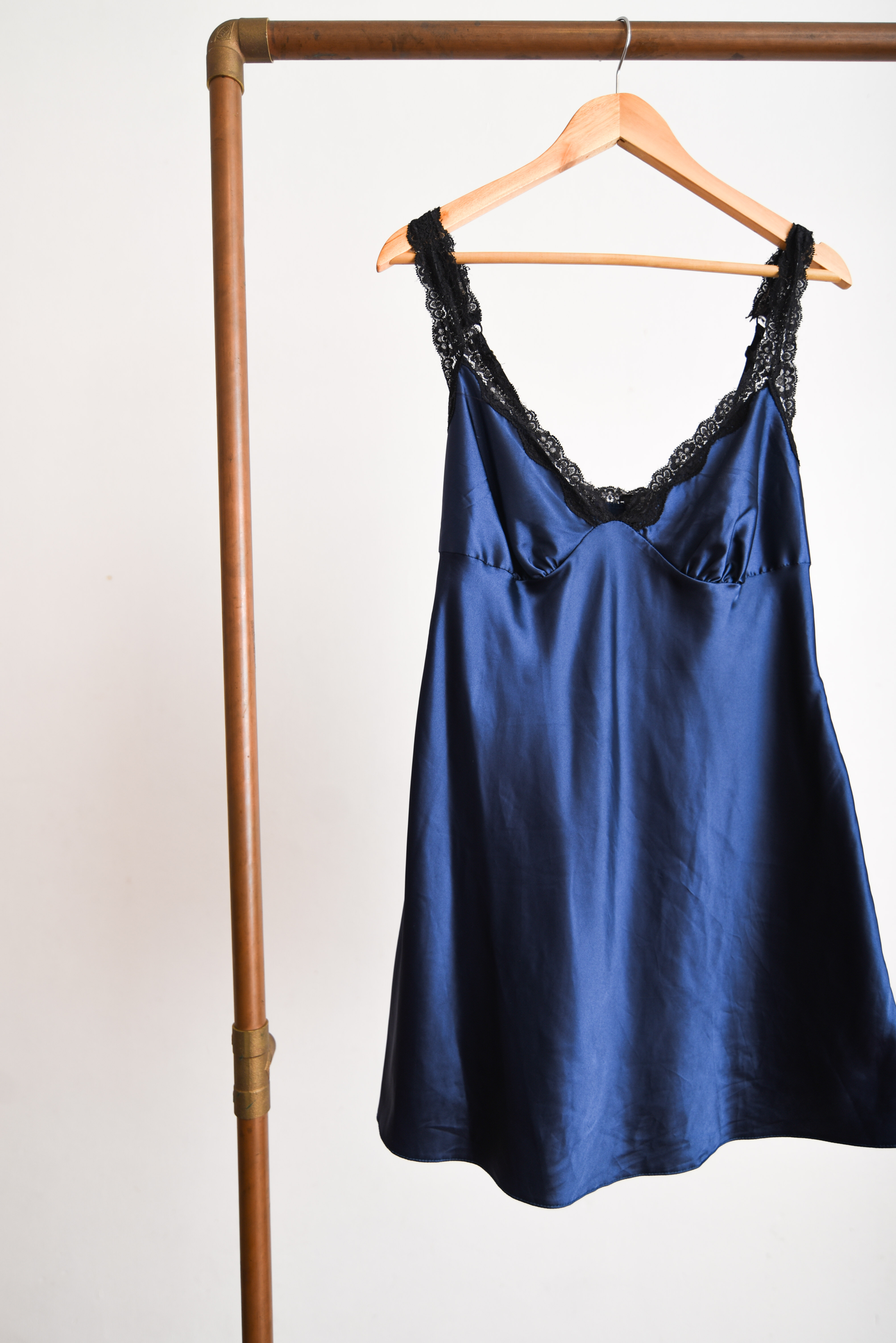 Slipdress azul satín