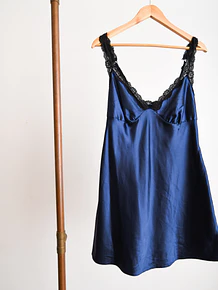 Slipdress azul satín