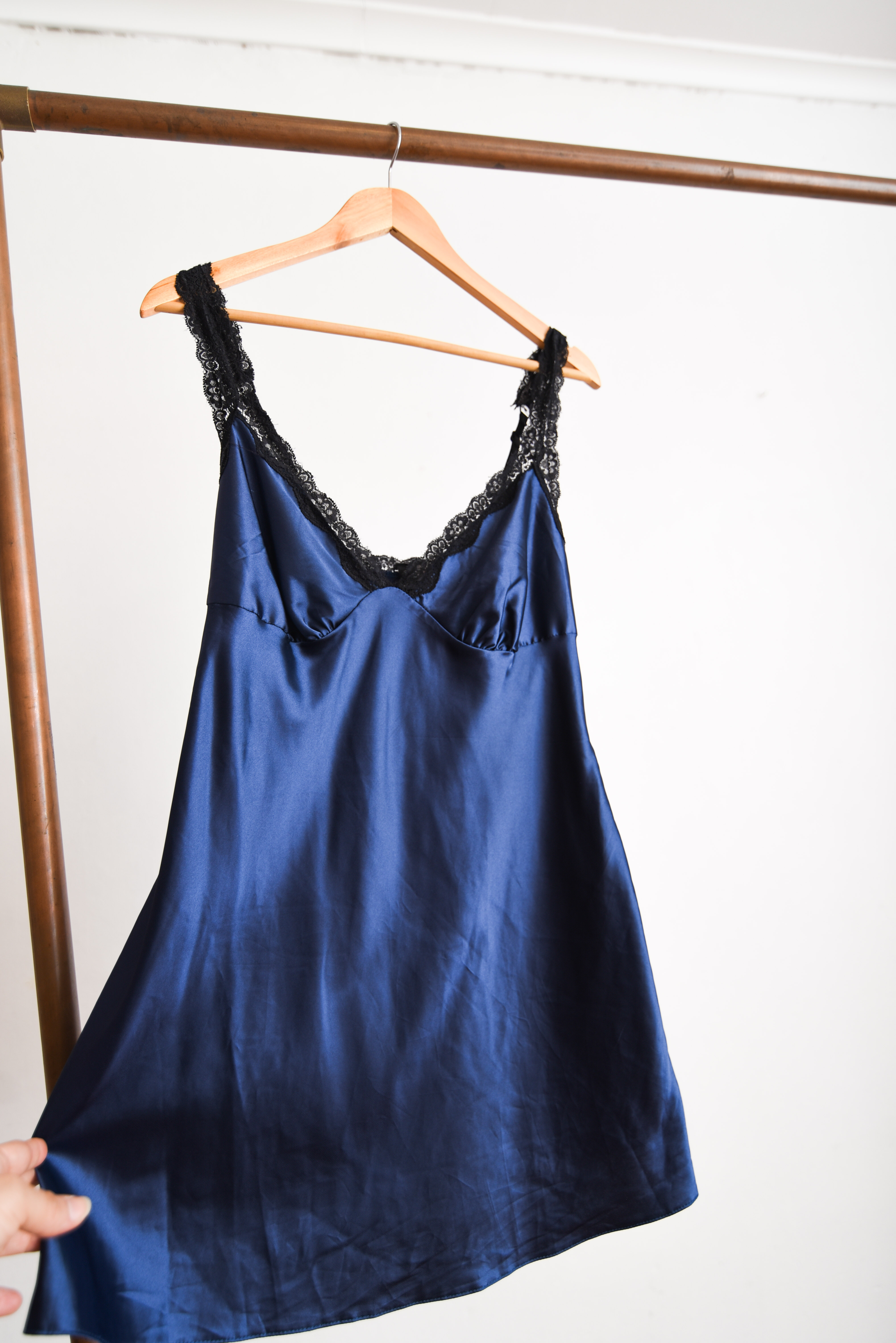 Slipdress azul satín