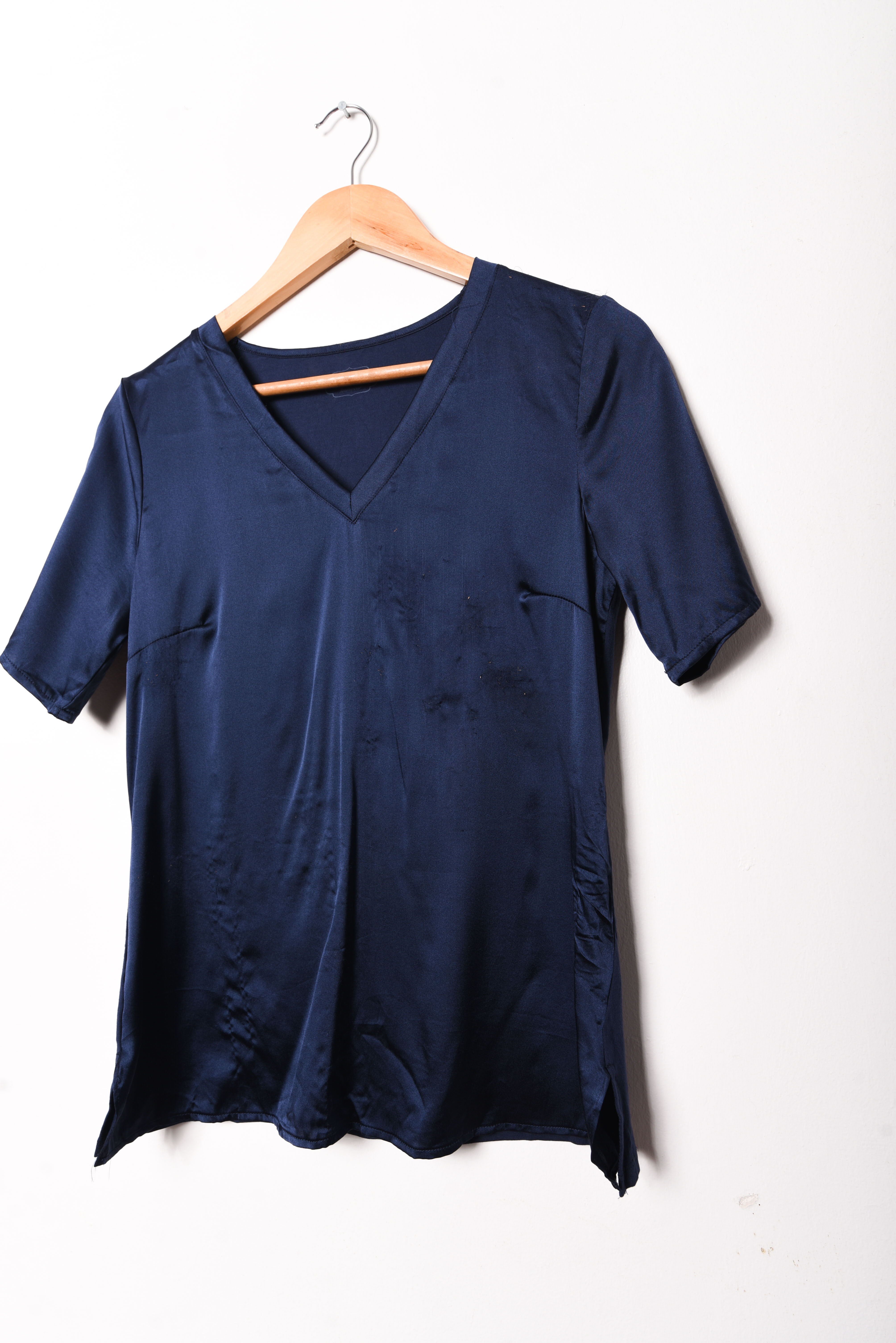 Polera azul seda