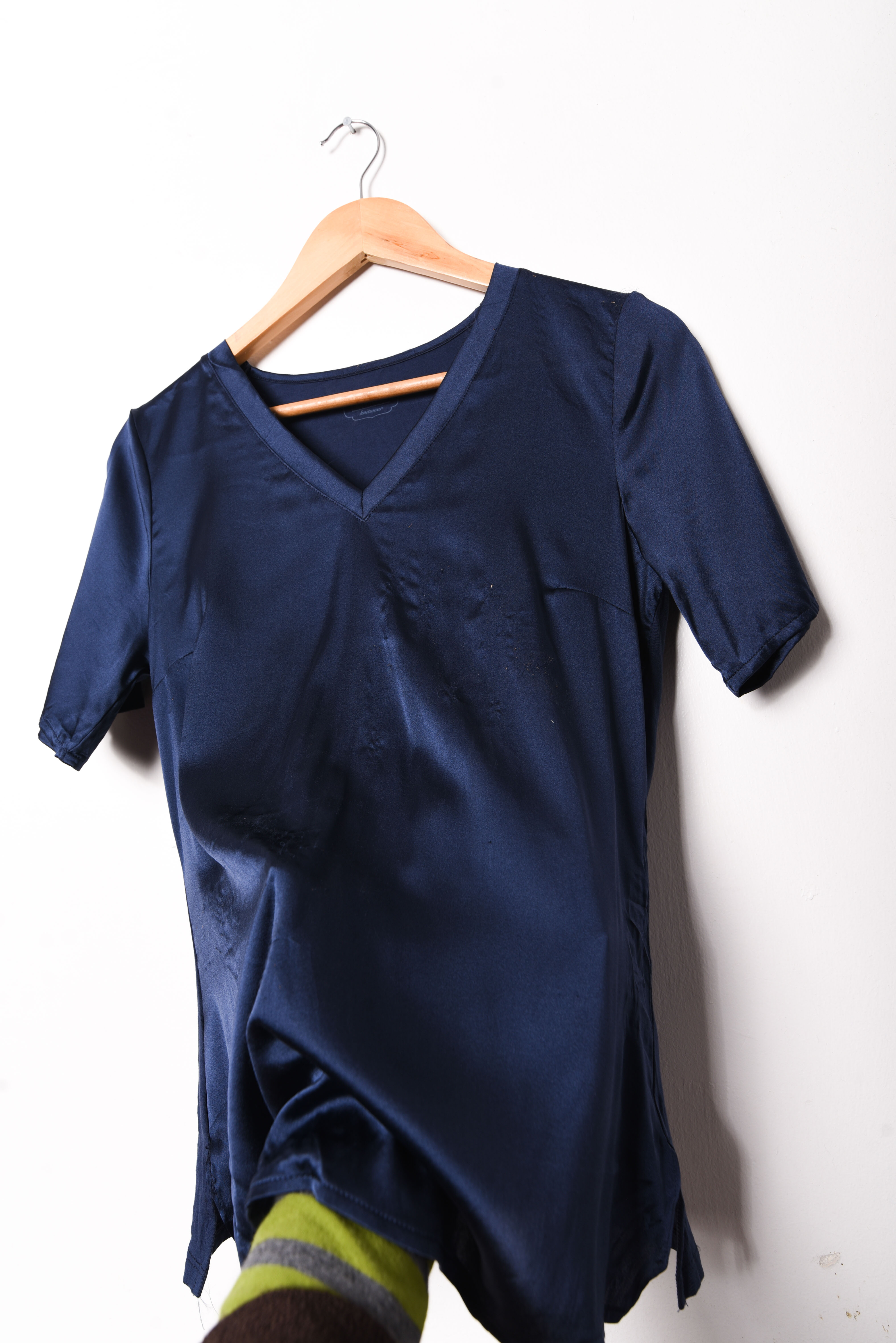 Polera azul seda