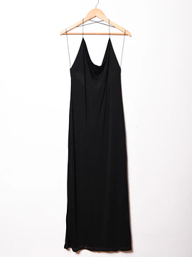 Maxi vestido negro drapeado