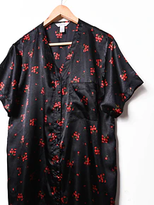 Camisola negra satín floral Vanity Fair