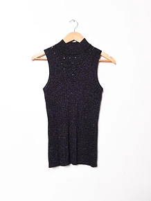 Top tejido negro brillos