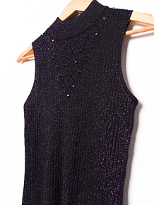 Top tejido negro brillos