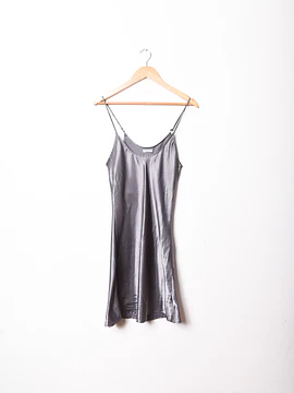 Slipdress gris satín