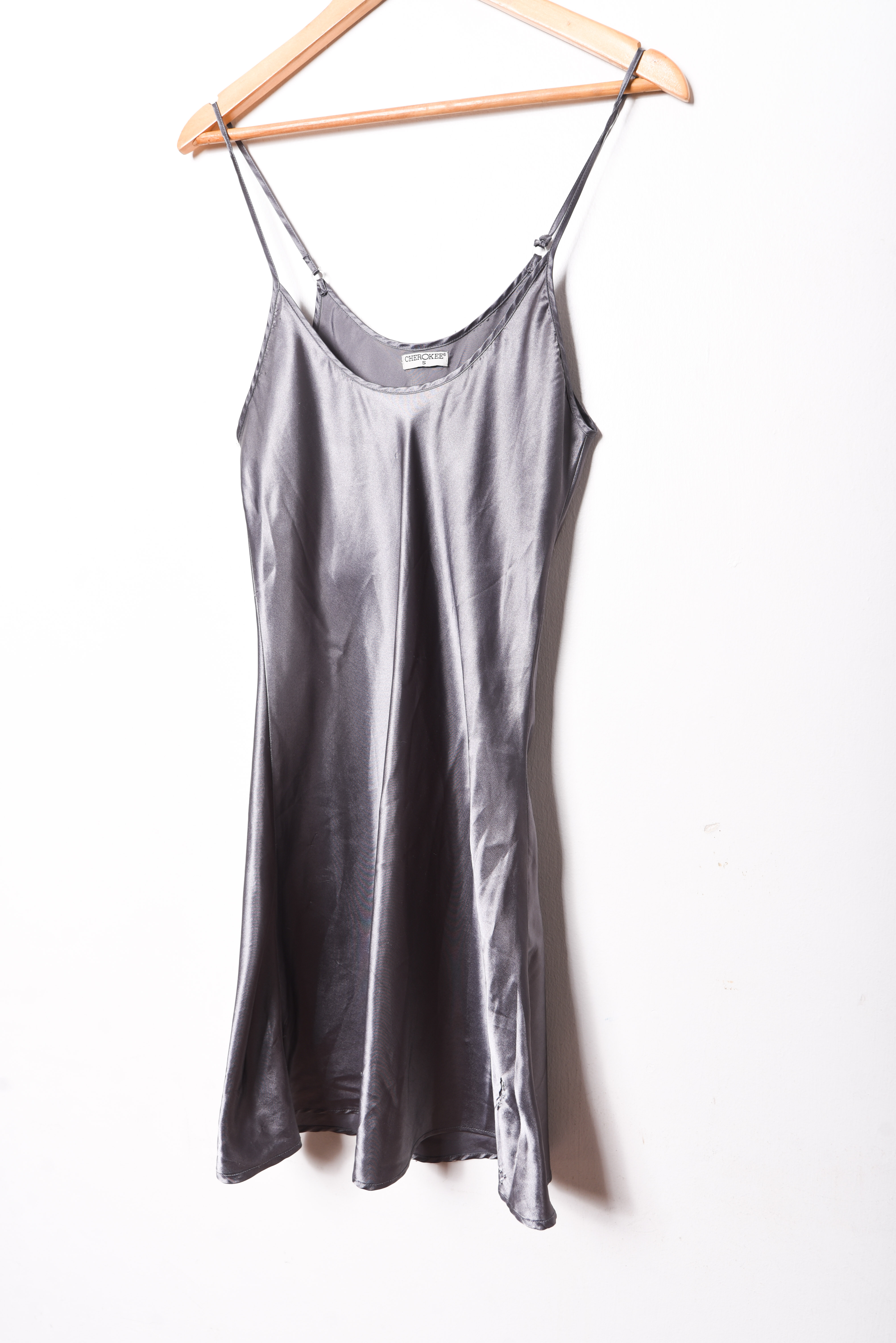Slipdress gris satín