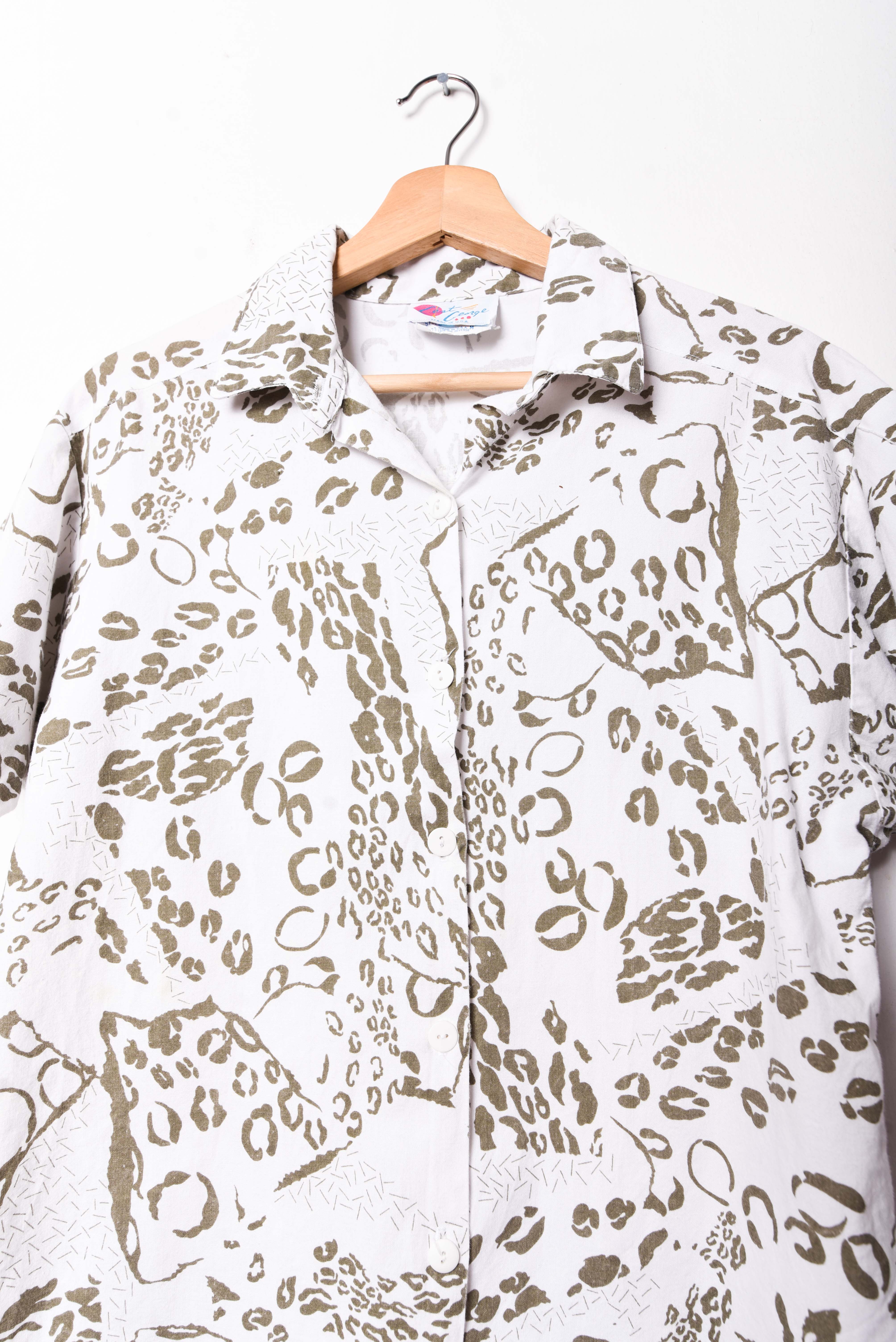 Camisa blanca animal print 80s