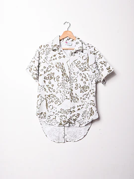 Camisa blanca animal print 80s