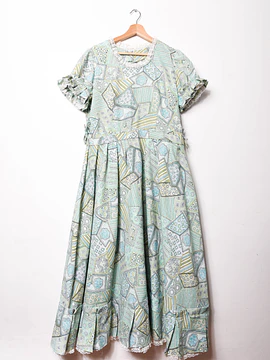 Maxi vestido verde pastel 70s