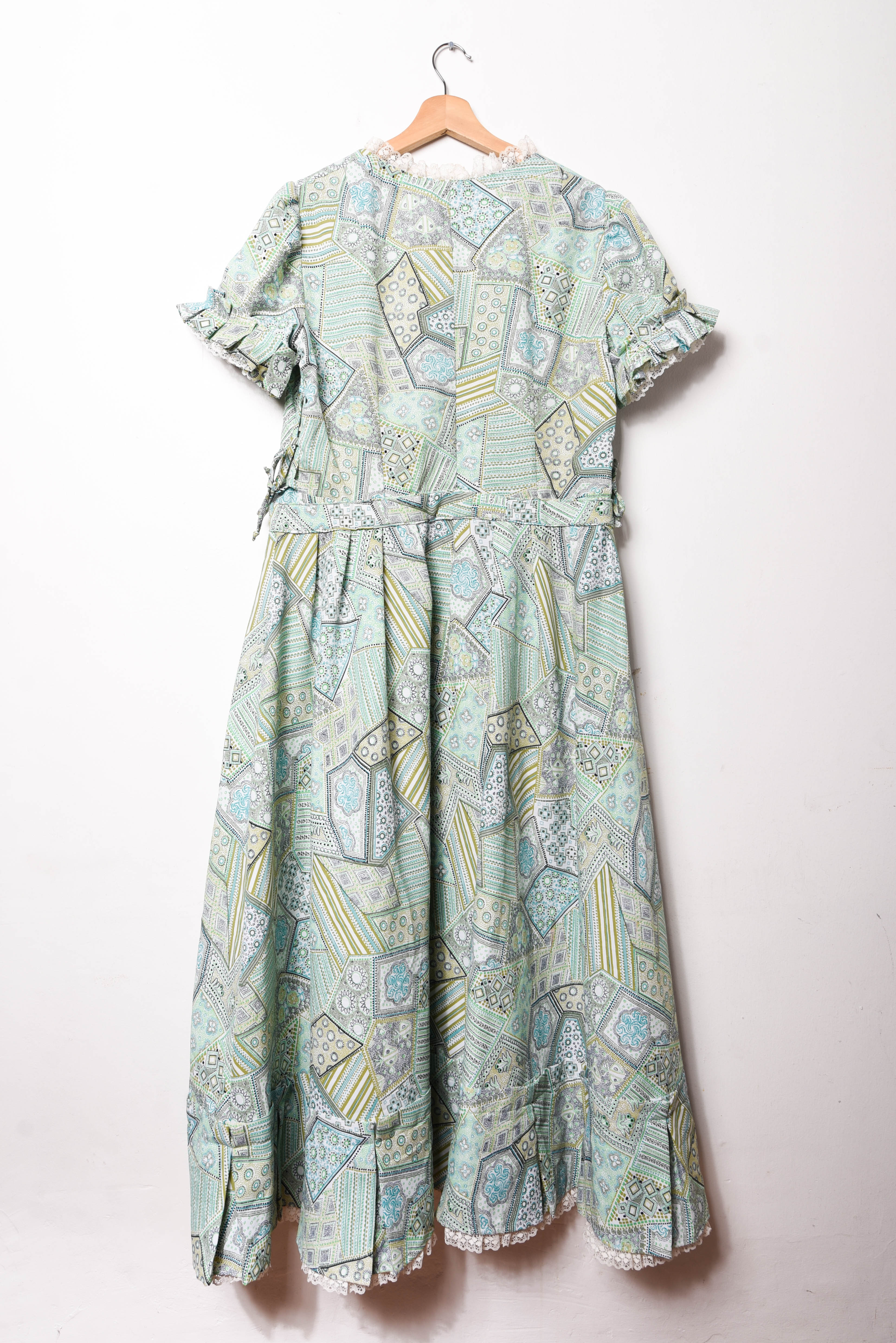 Maxi vestido verde pastel 70s