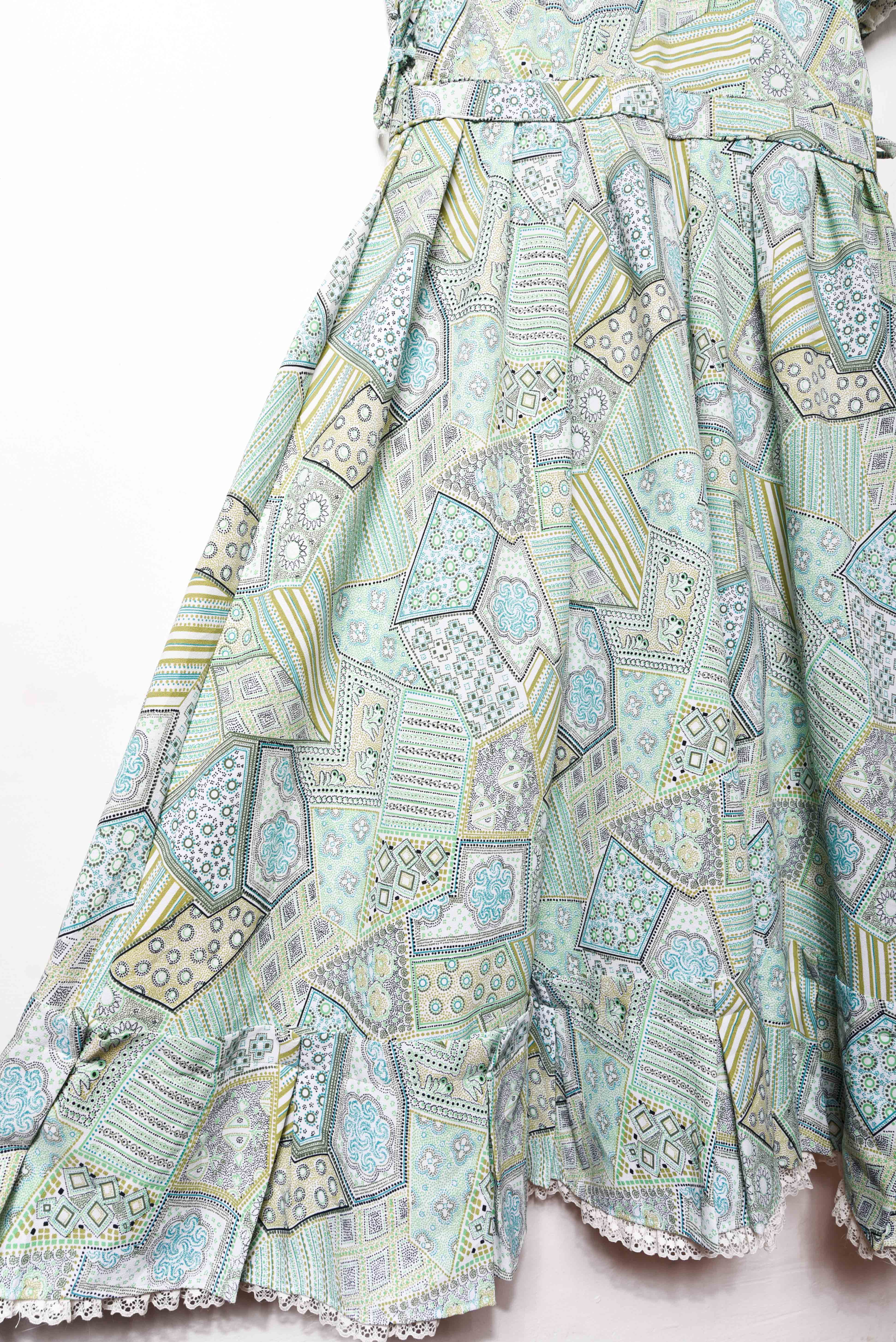 Maxi vestido verde pastel 70s
