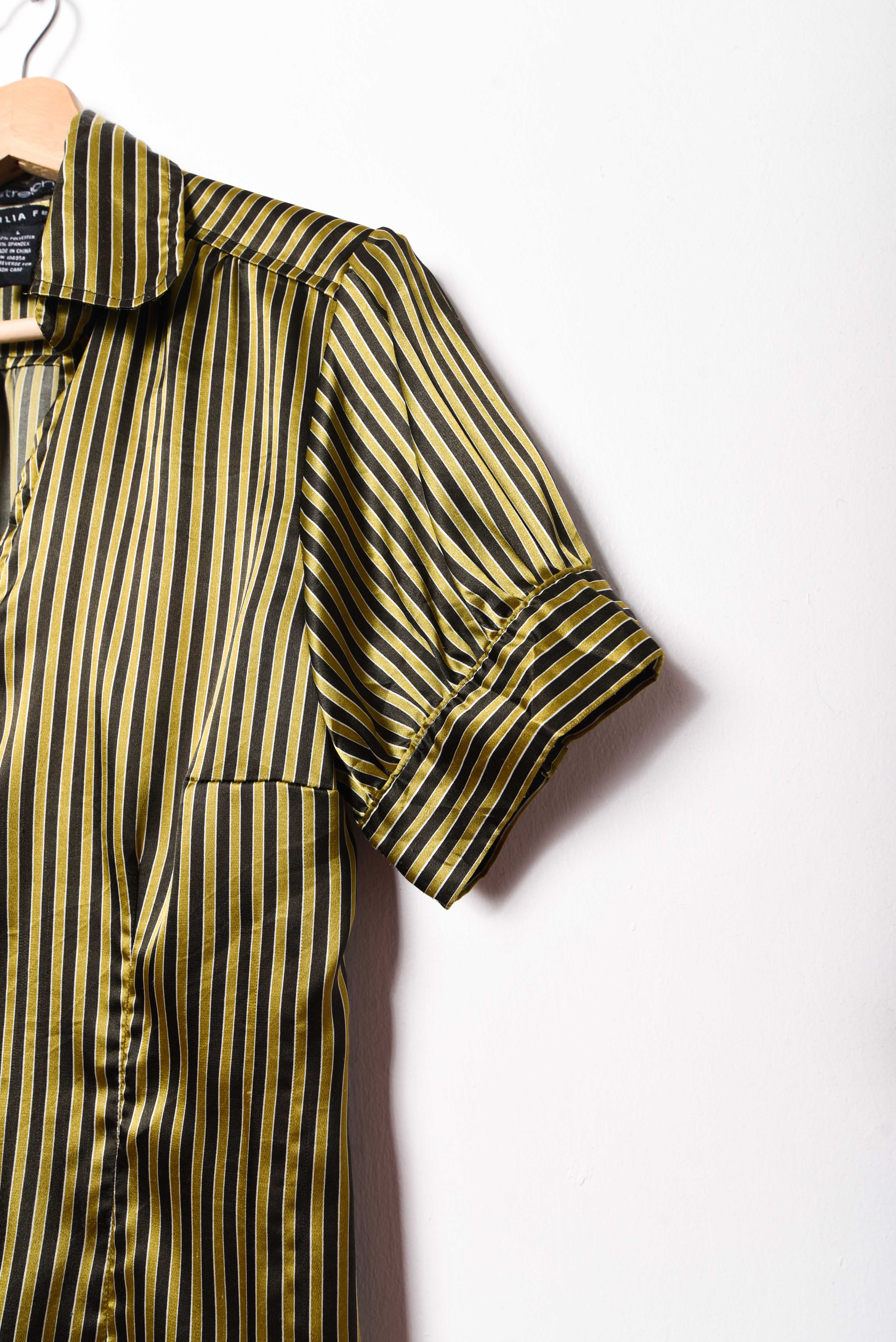Blusa satín rayada green