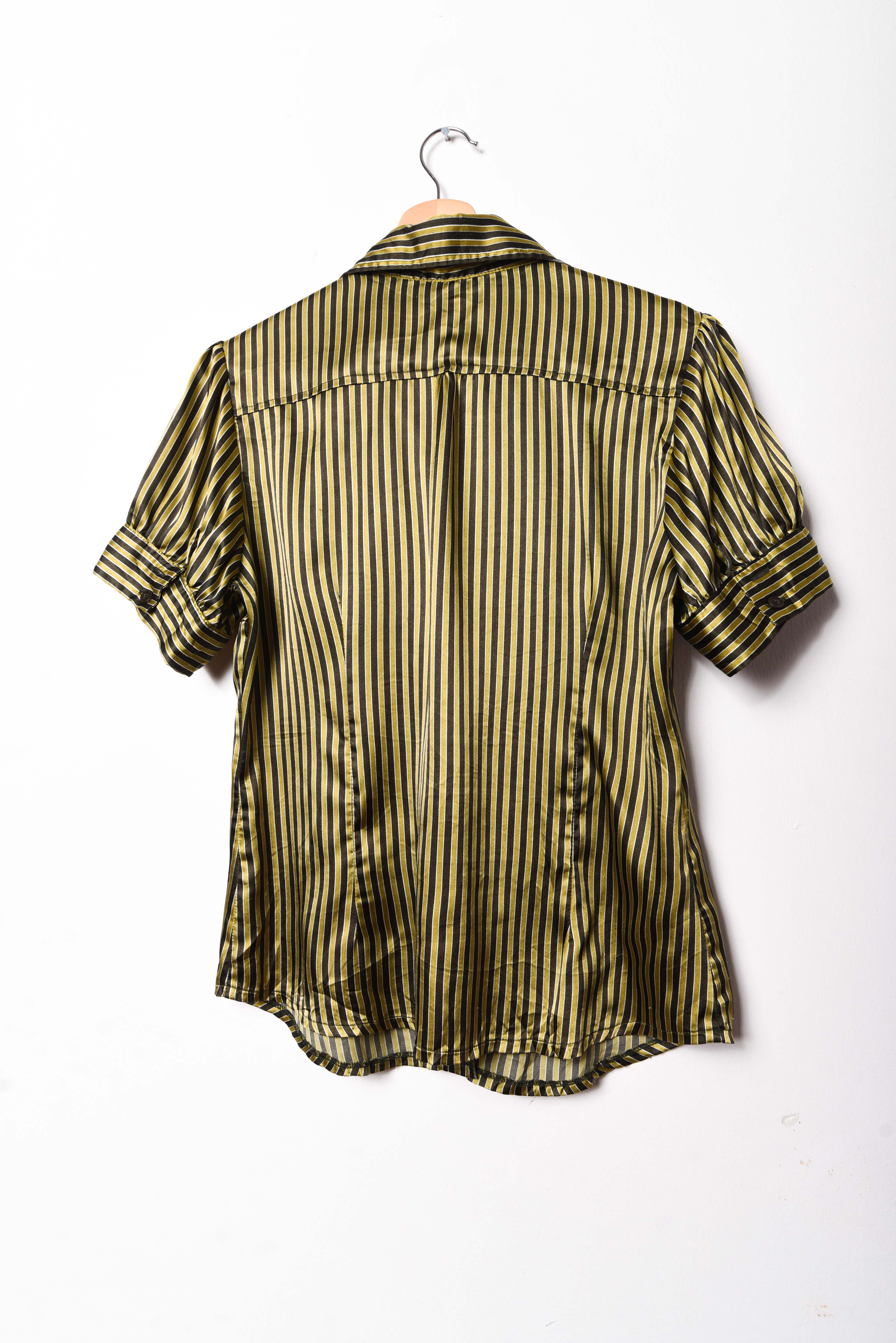 Blusa satín rayada green