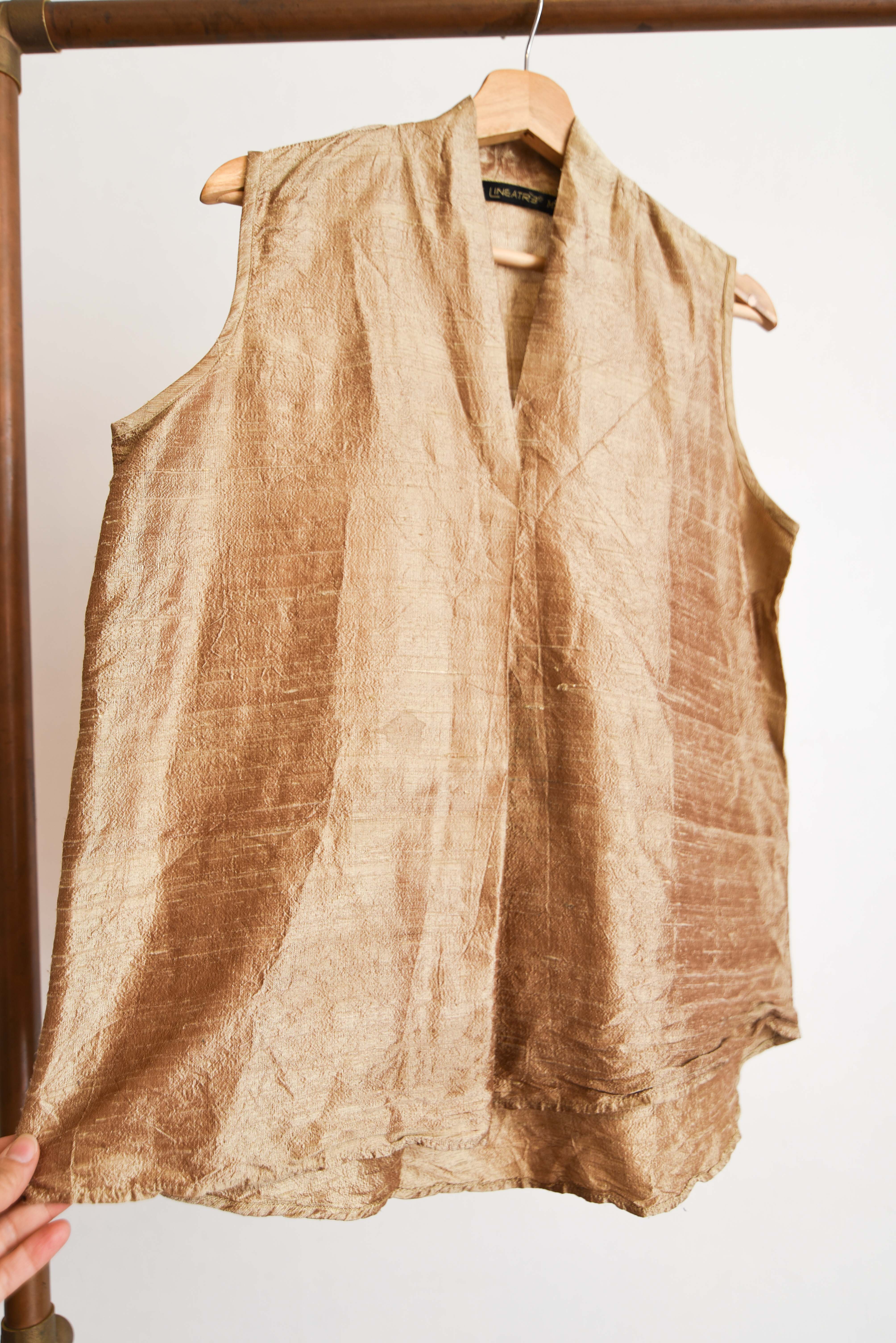 Blusa café silk tornasol