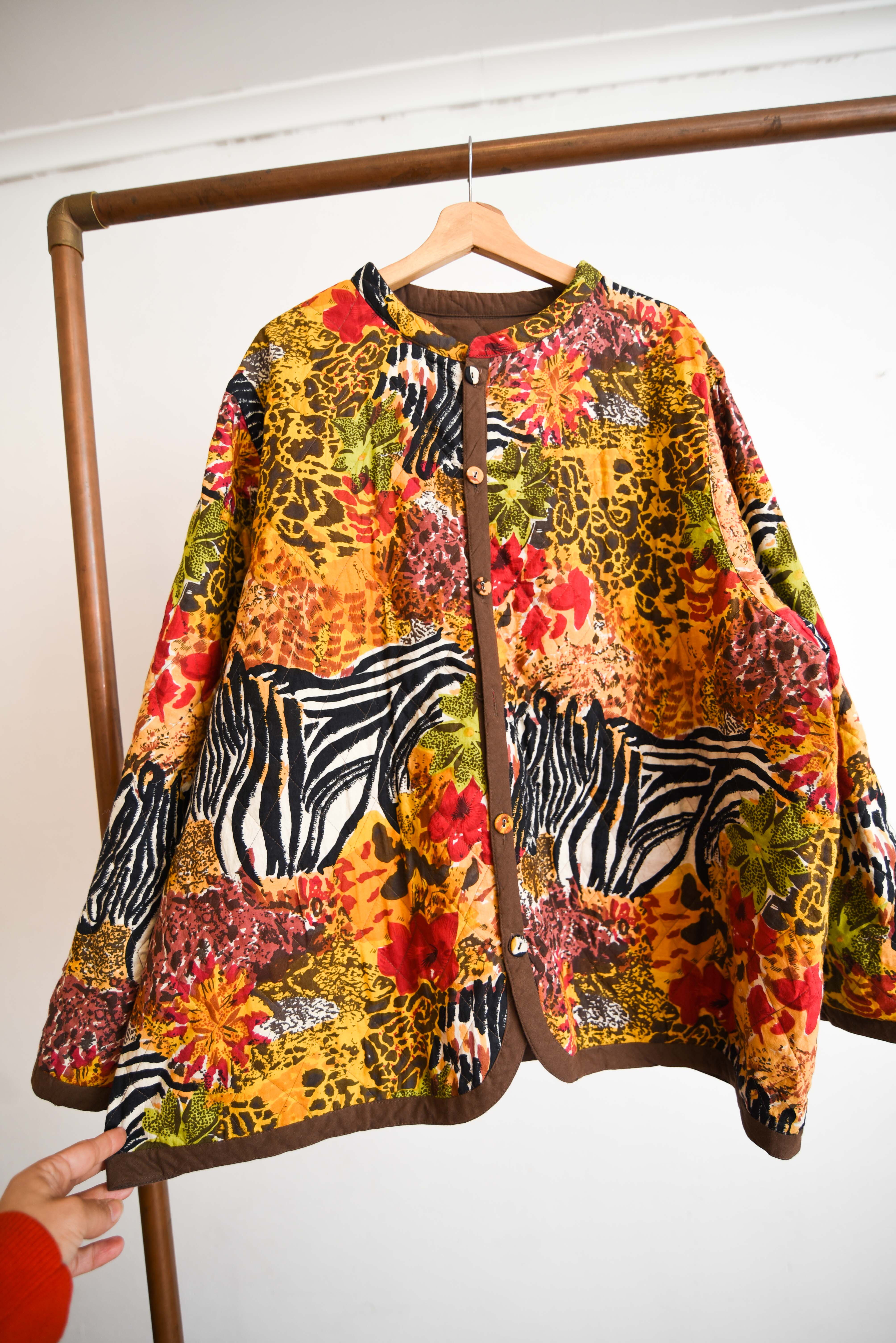 Chaqueta reversible quilted animal print