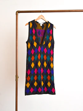 Vestido tejido rombos lana multicolor