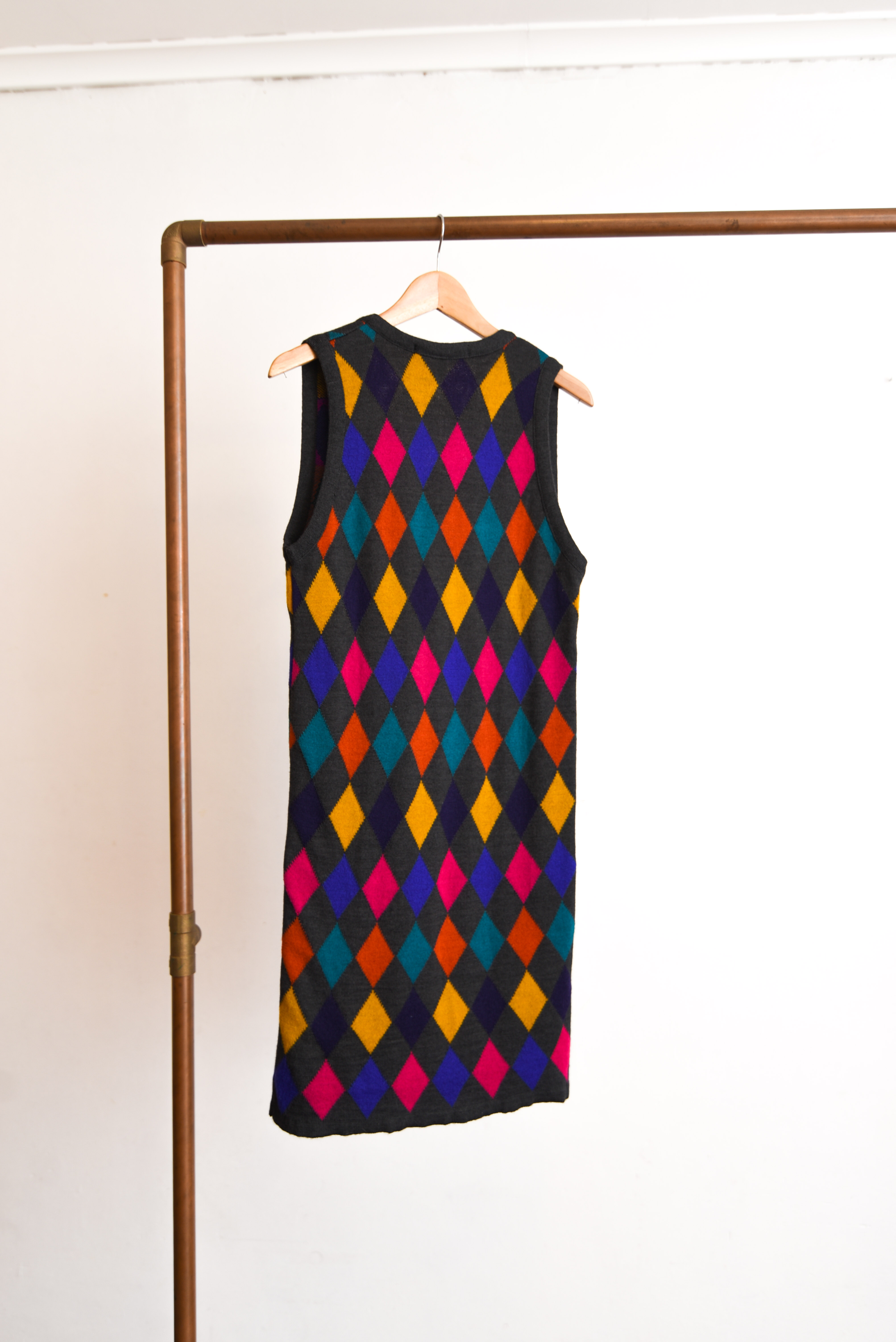 Vestido tejido rombos lana multicolor